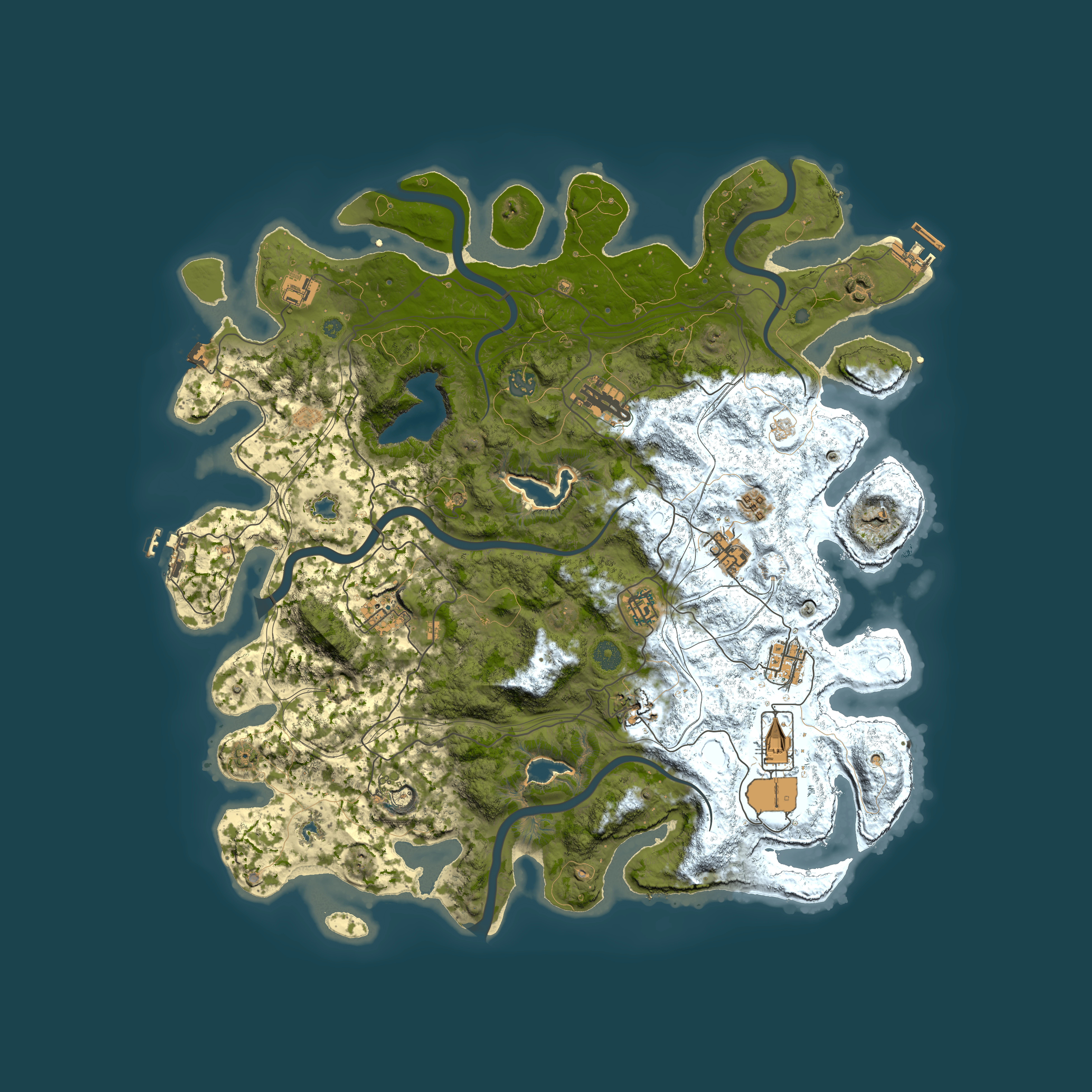 Full top-down render of Rust map seed 353201224, 4500x4500m