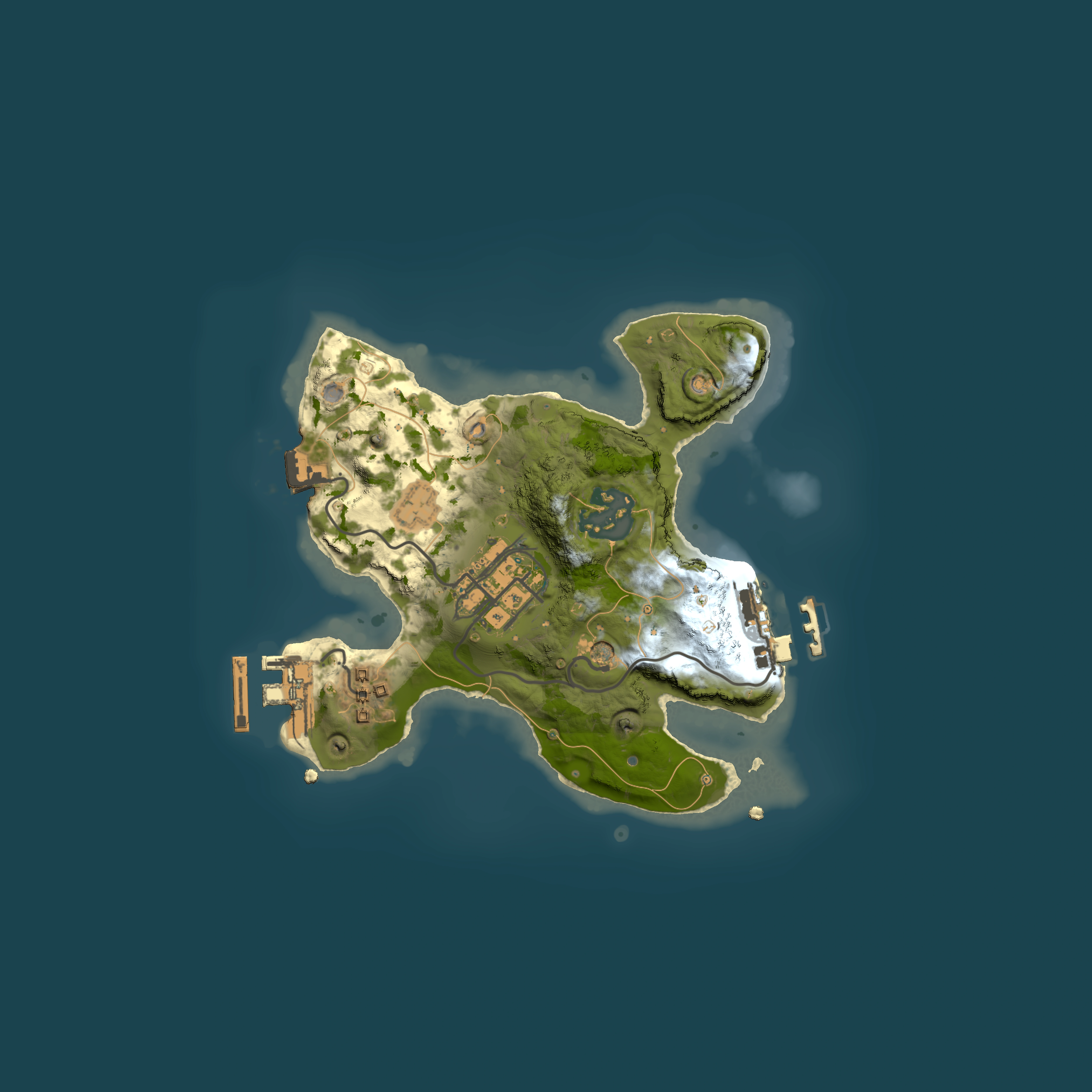 Full top-down render of Rust map seed 2045493893, 2000x2000m