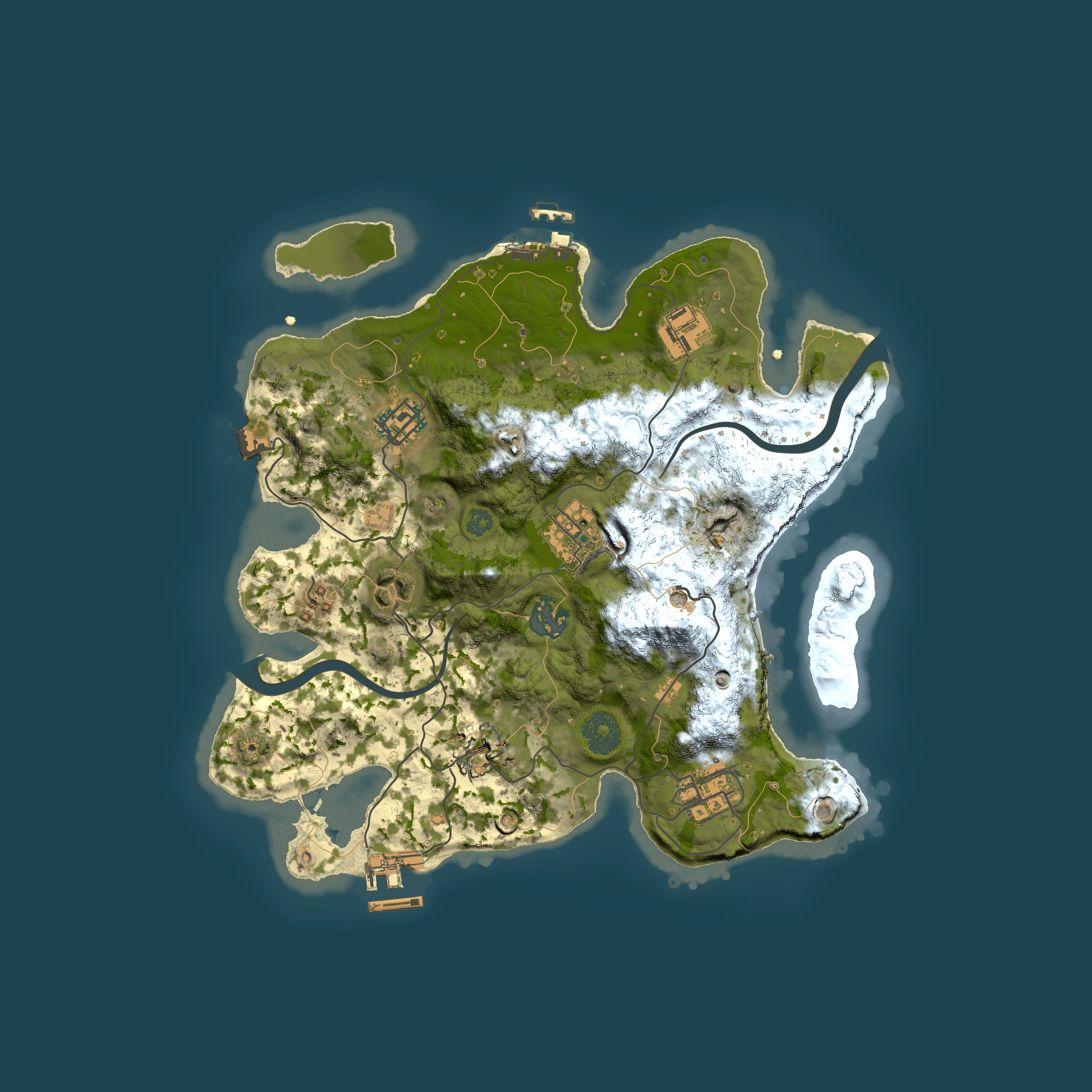 Full top-down render of Rust map seed 1637788316, 3000x3000m