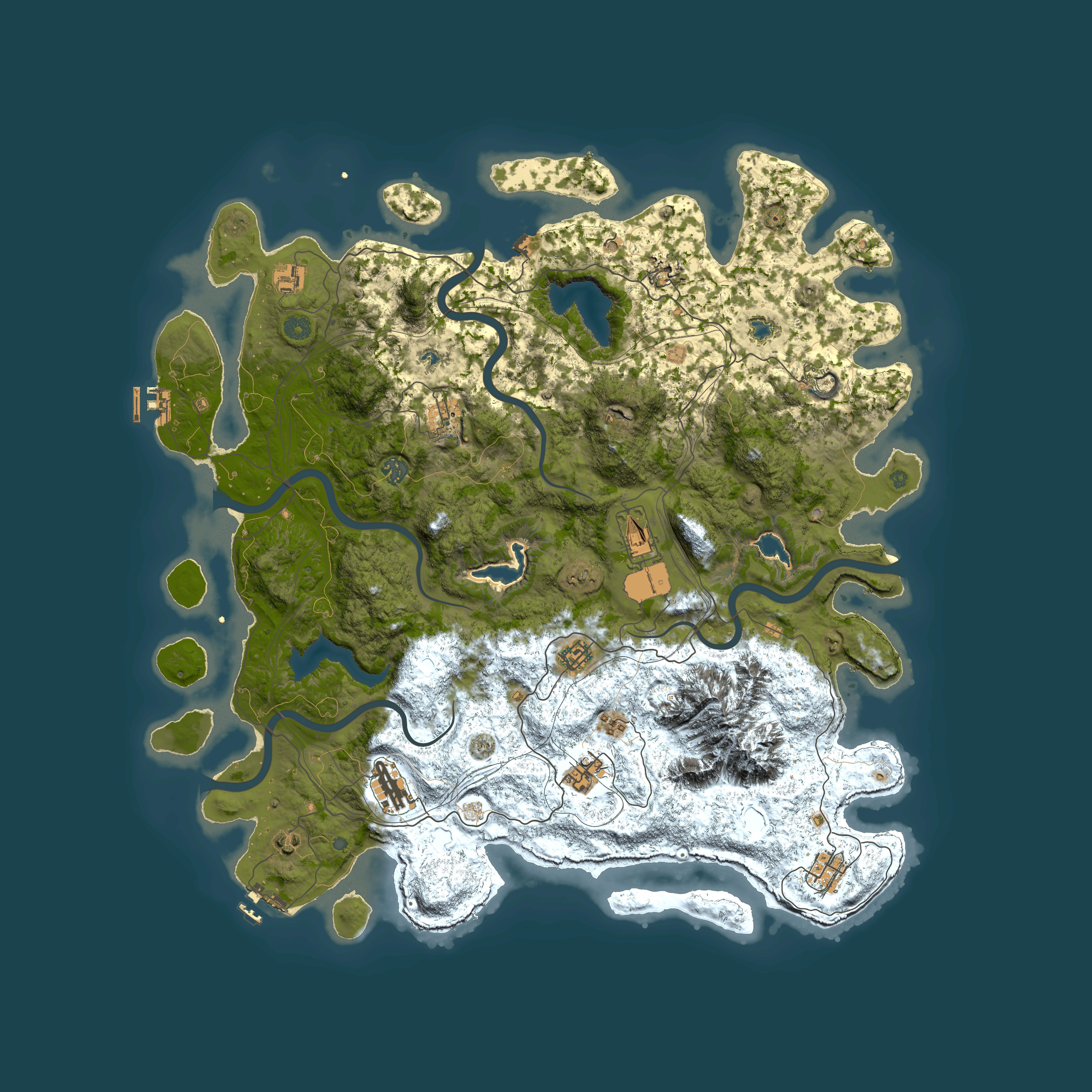 Full top-down render of Rust map seed 1174737897, 5000x5000m