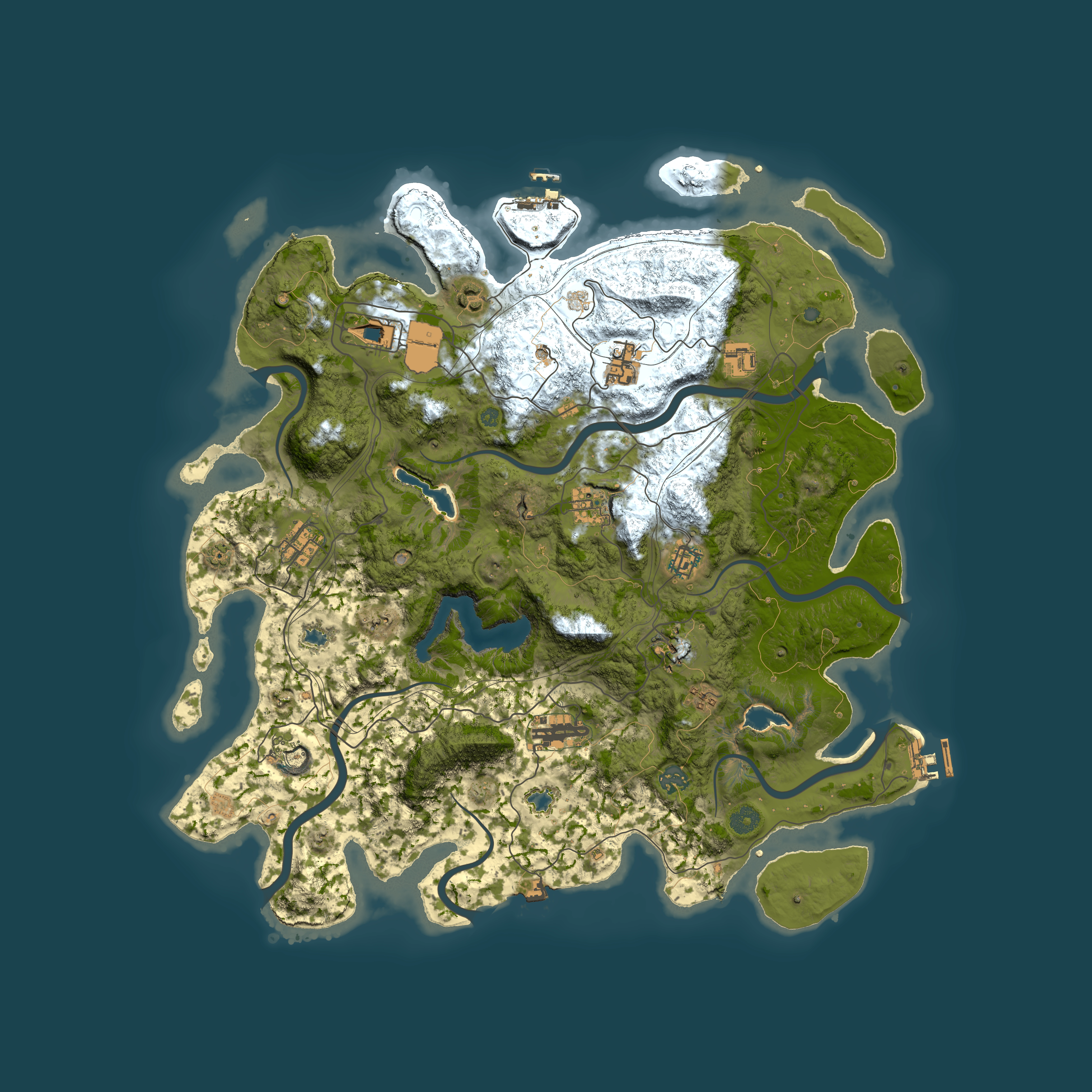 Full top-down render of Rust map seed 238451839, 4500x4500m