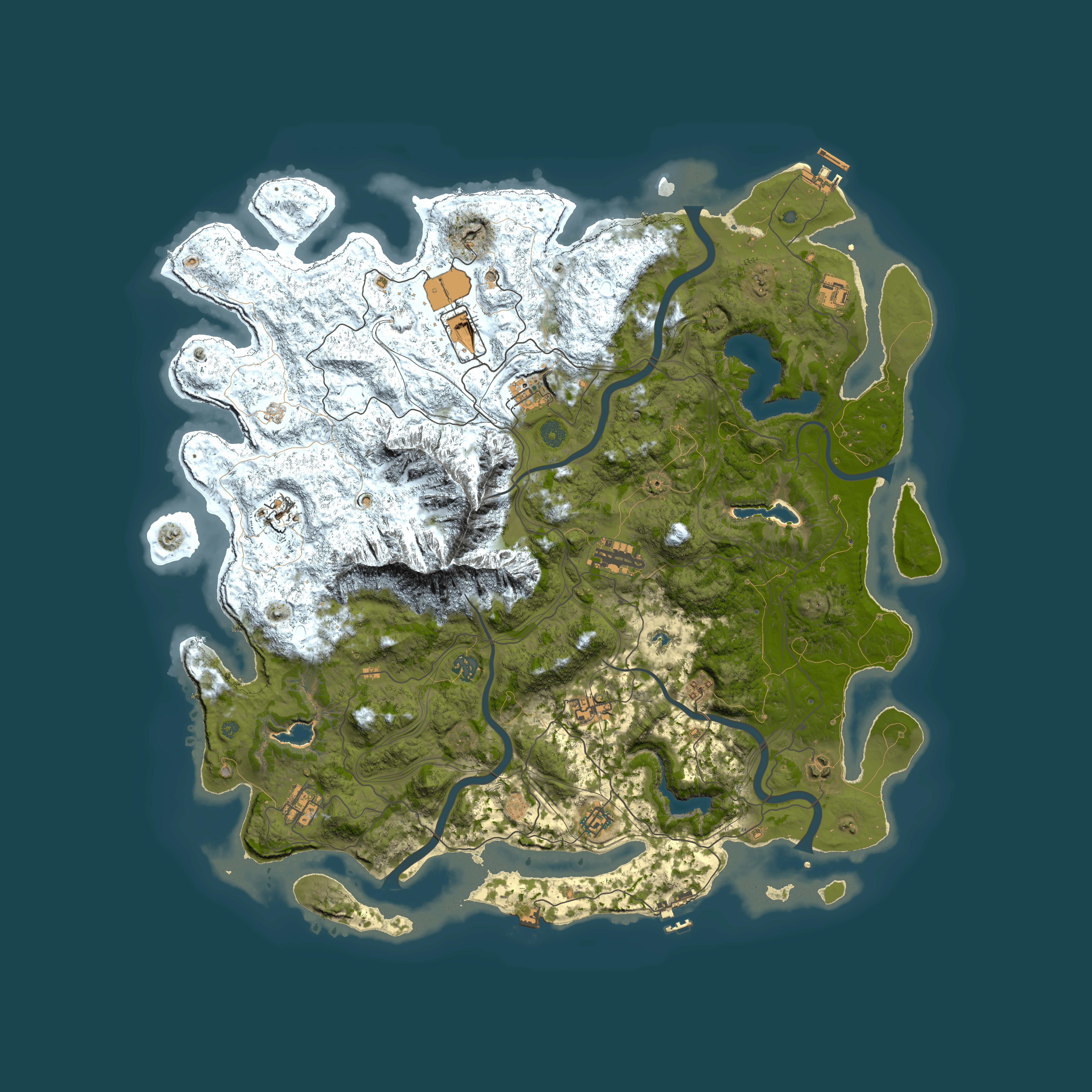 Full top-down render of Rust map seed 1242922283, 5000x5000m