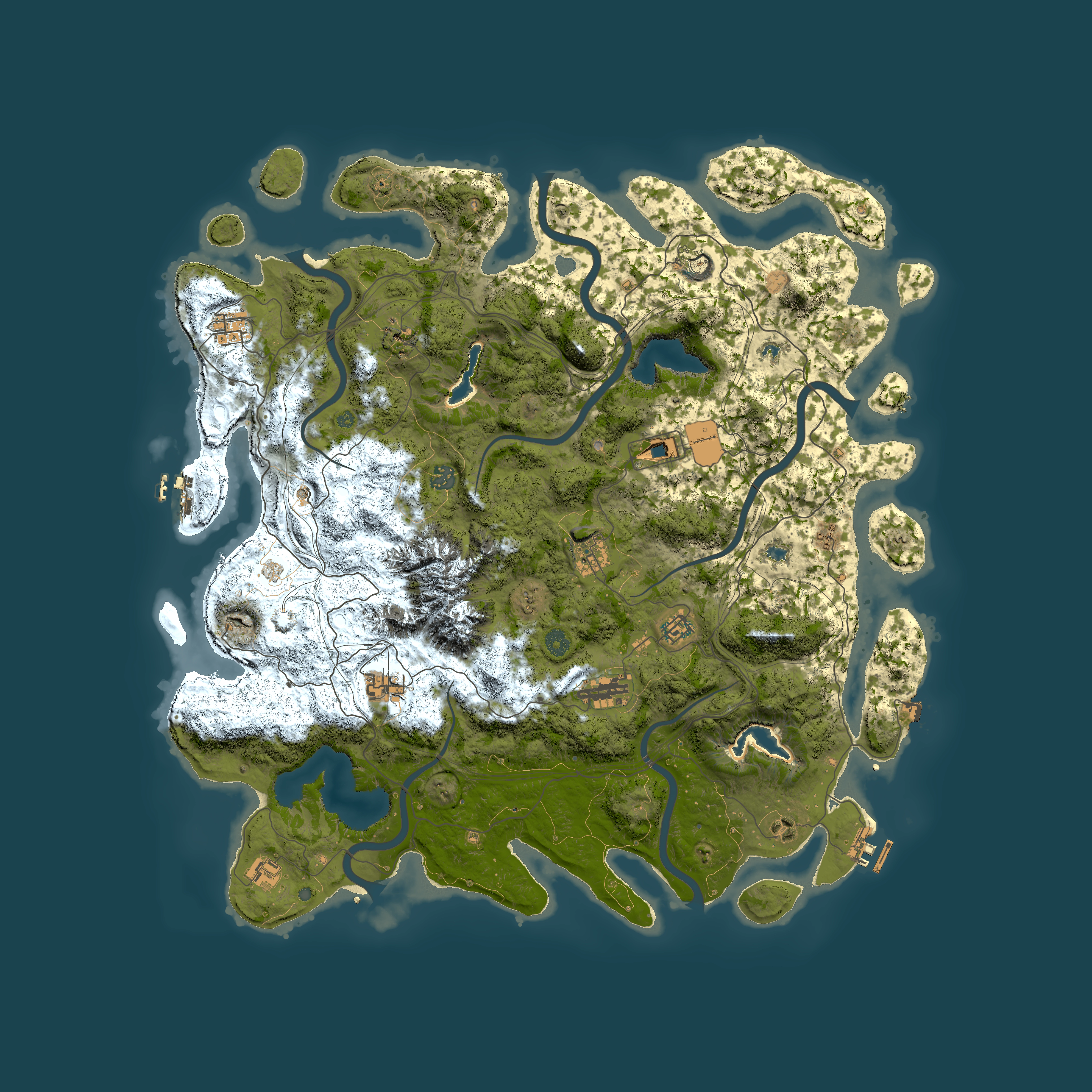 Full top-down render of Rust map seed 2138721455, 5000x5000m