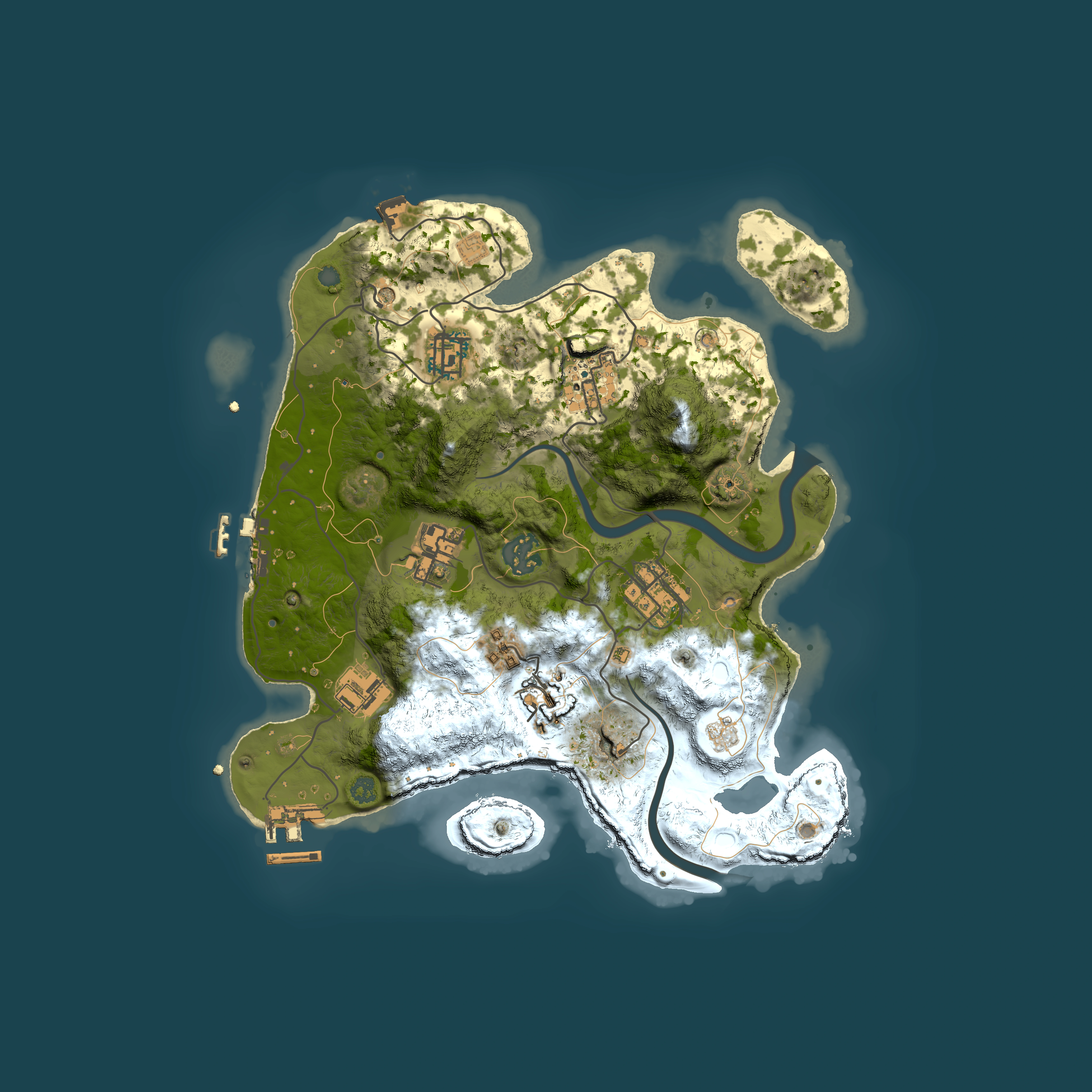 Full top-down render of Rust map seed 1431839926, 3000x3000m