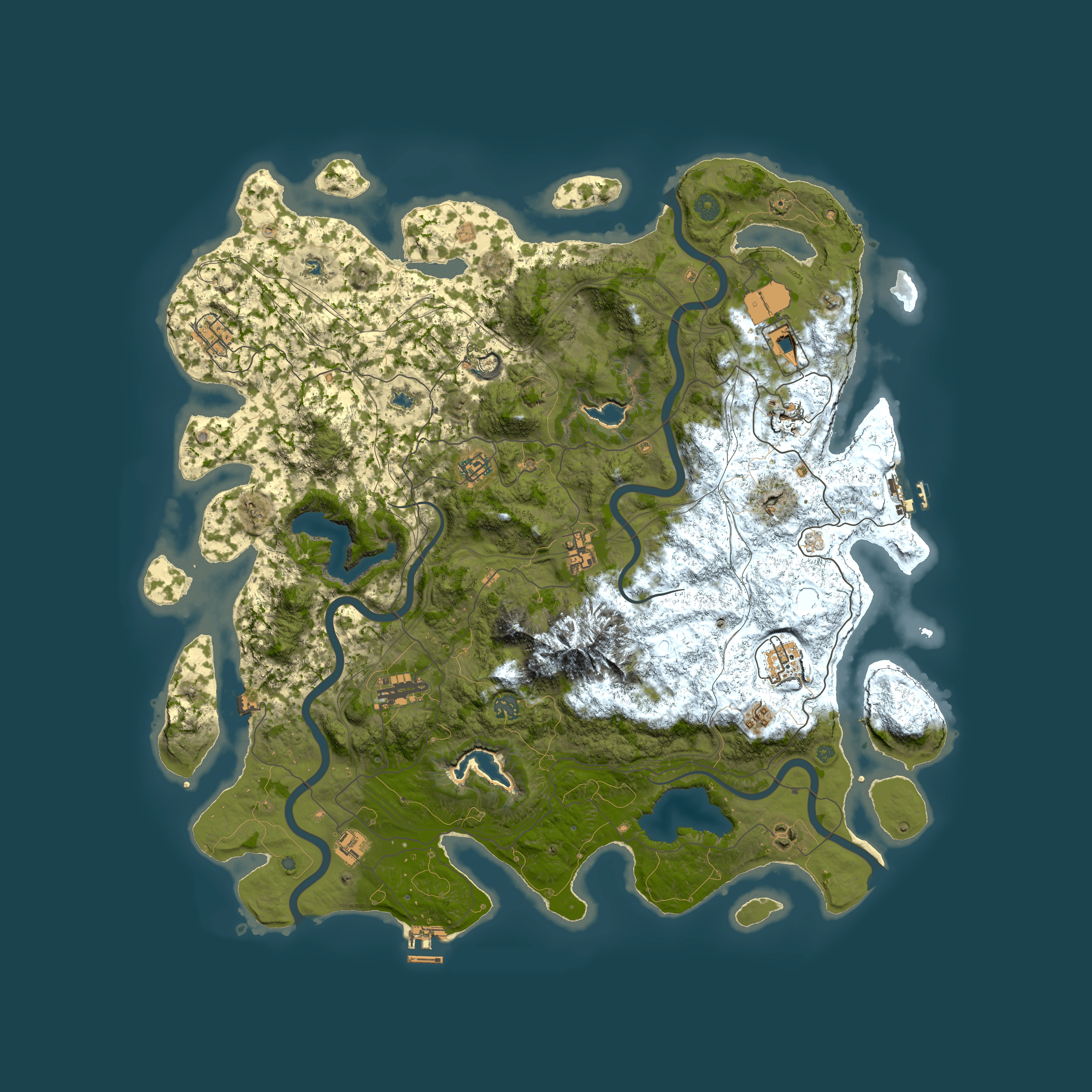 Full top-down render of Rust map seed 1936233979, 5000x5000m