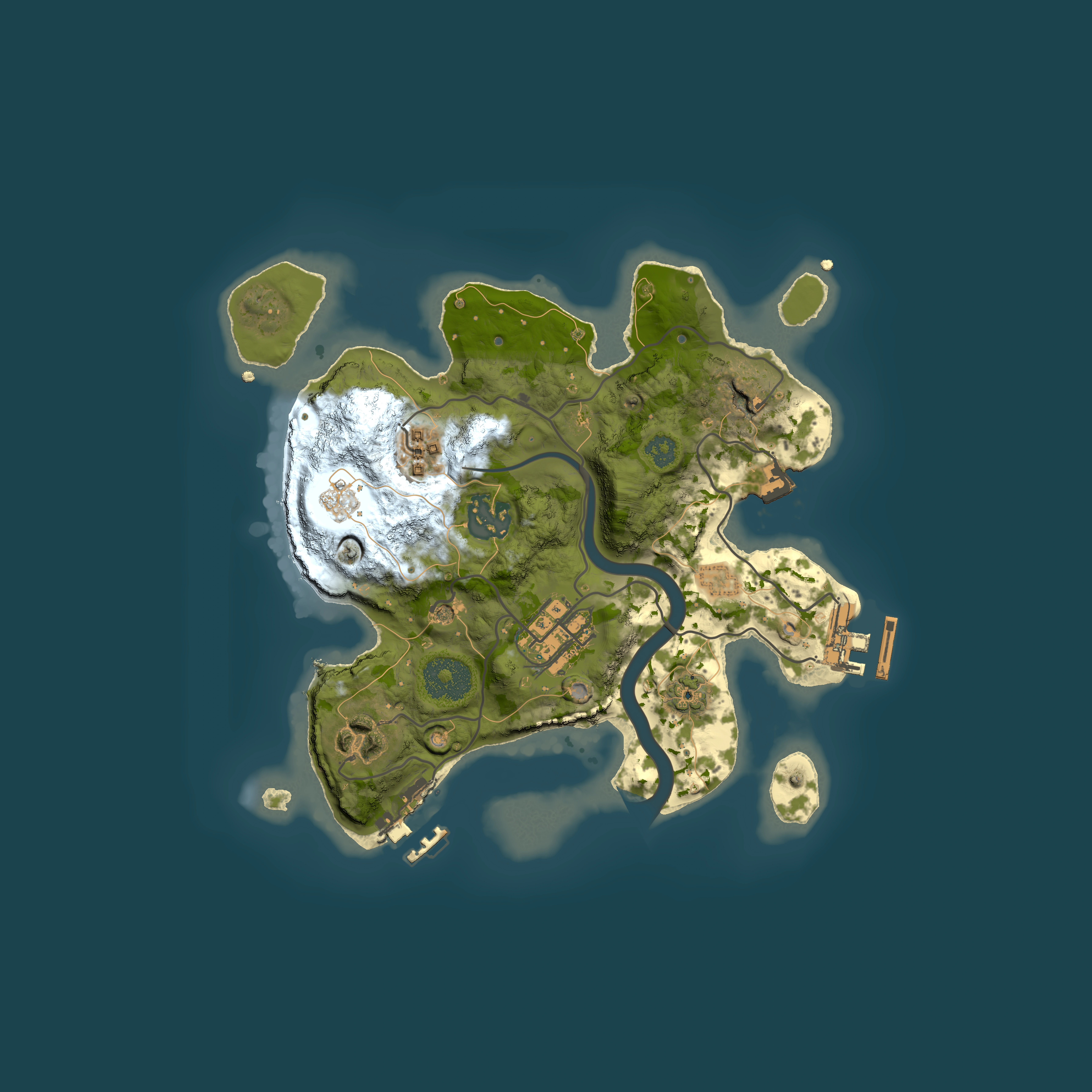 Full top-down render of Rust map seed 2029991346, 2500x2500m