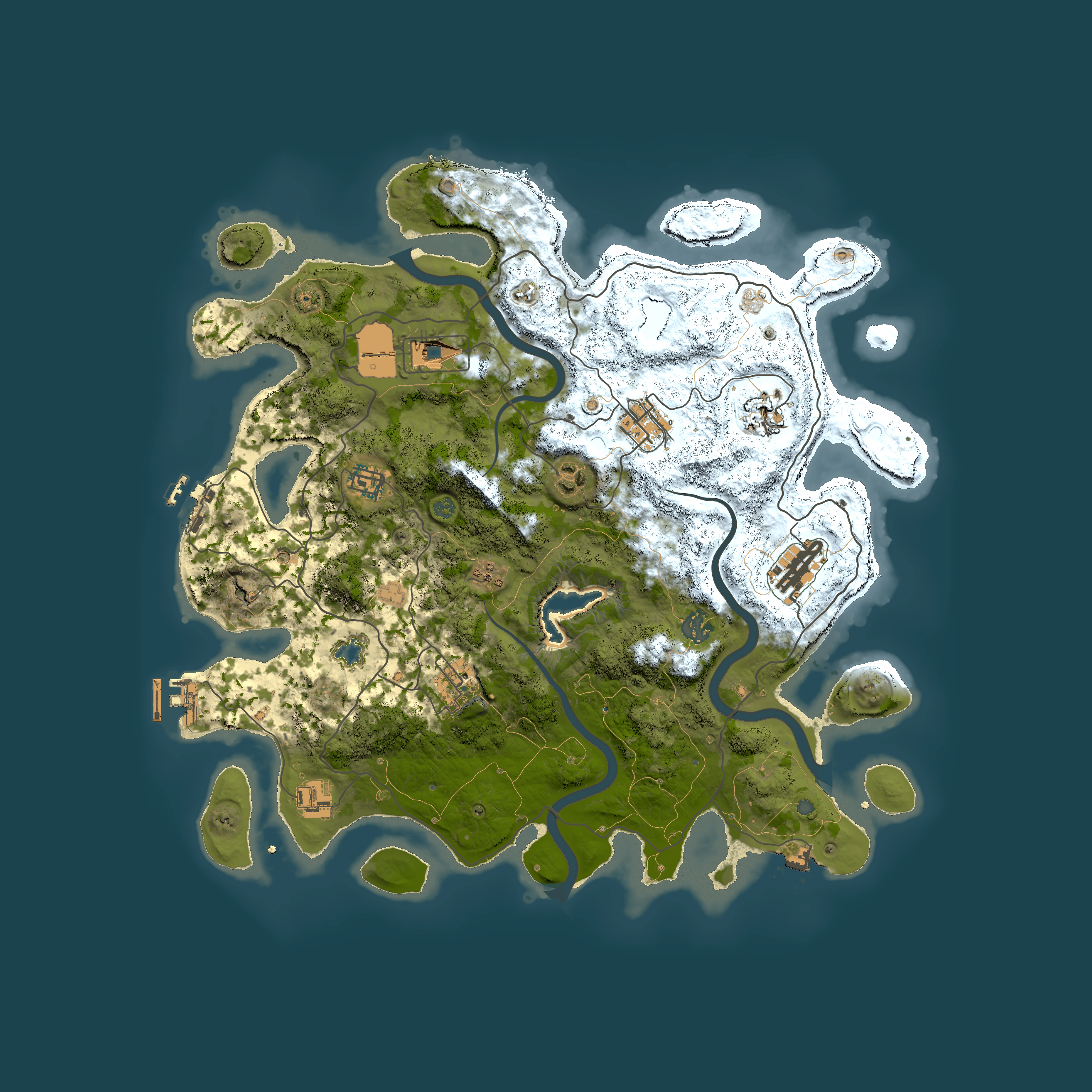 Full top-down render of Rust map seed 2101749921, 4000x4000m