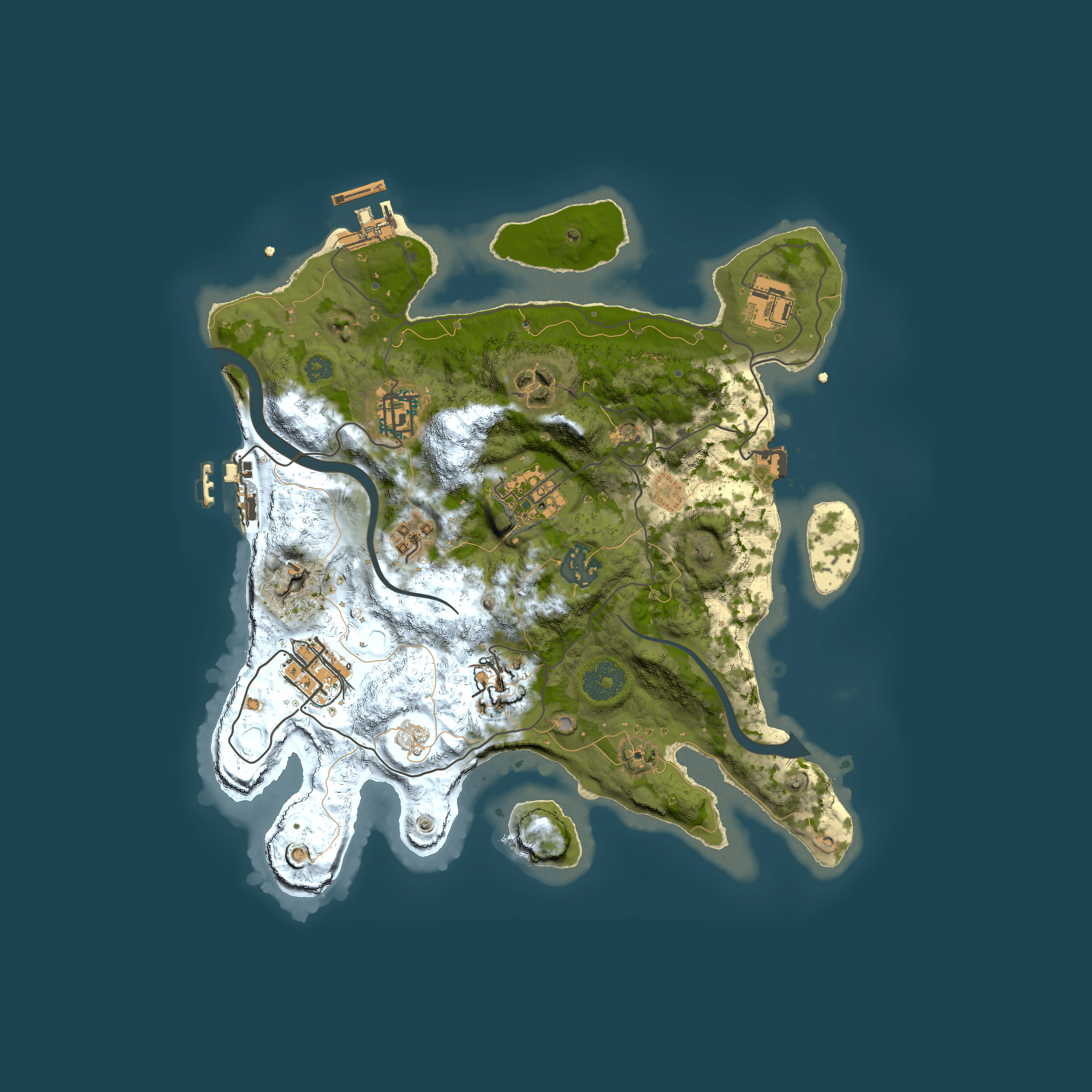 Full top-down render of Rust map seed 212739947, 3000x3000m