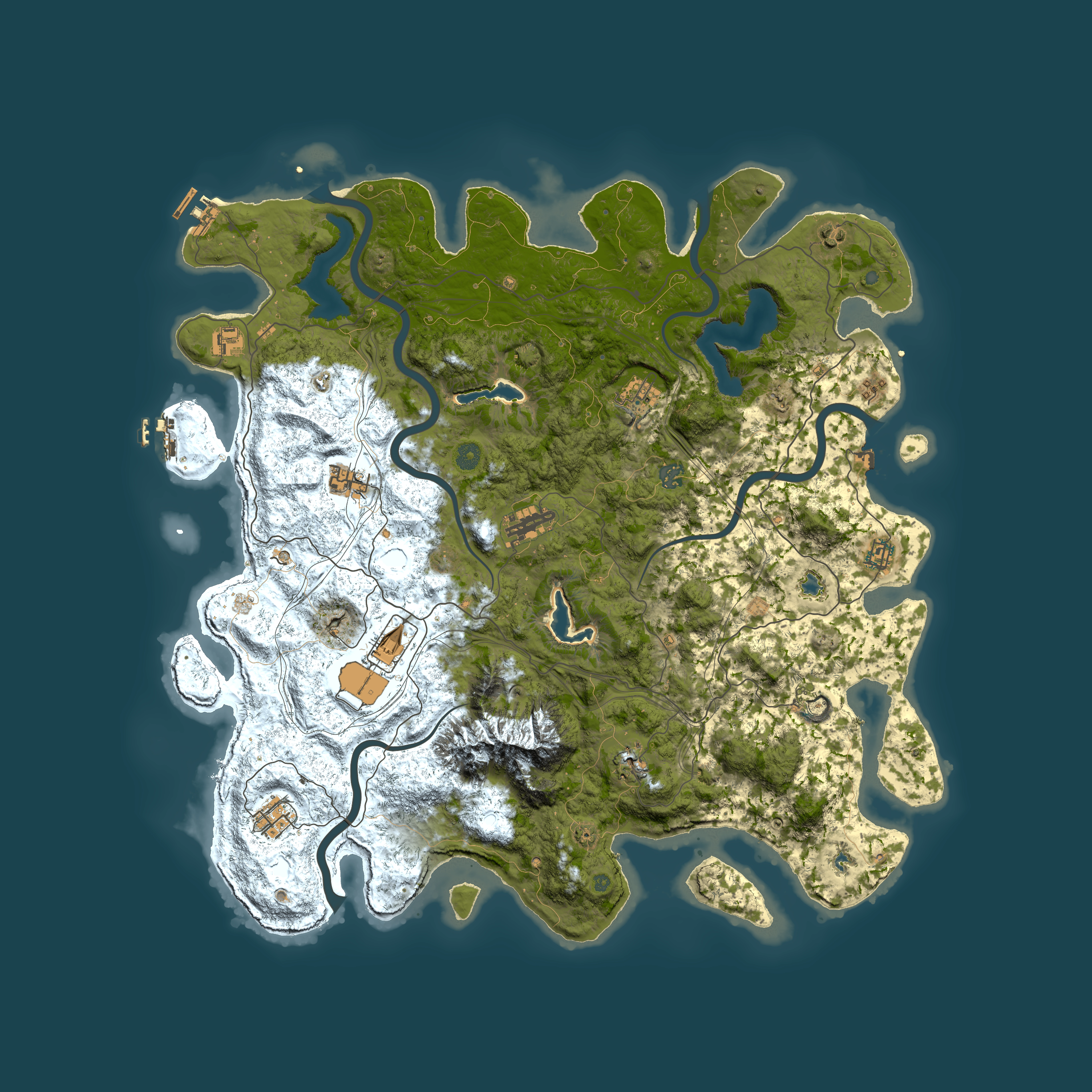 Full top-down render of Rust map seed 180605473, 5000x5000m