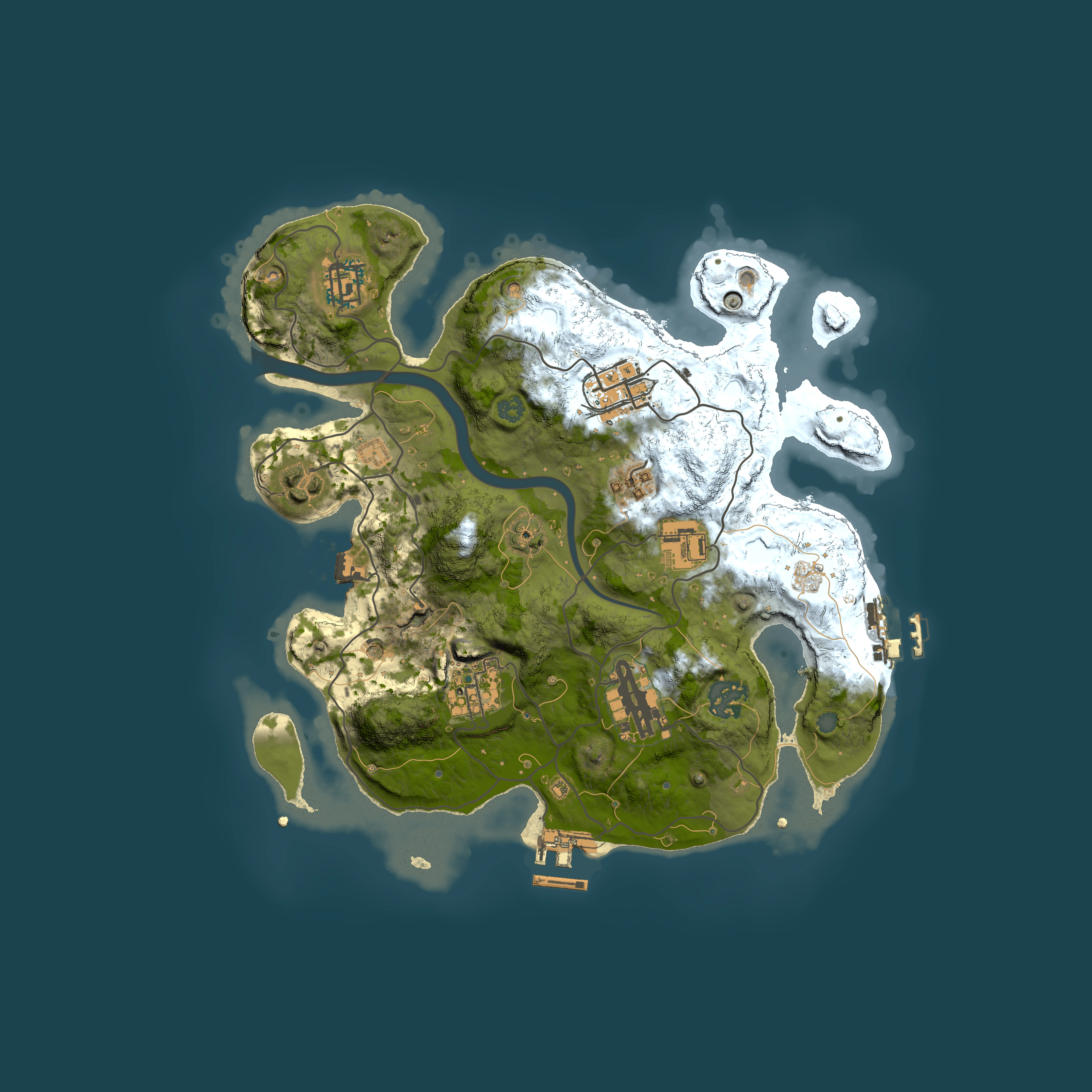 Full top-down render of Rust map seed 1696325295, 3000x3000m