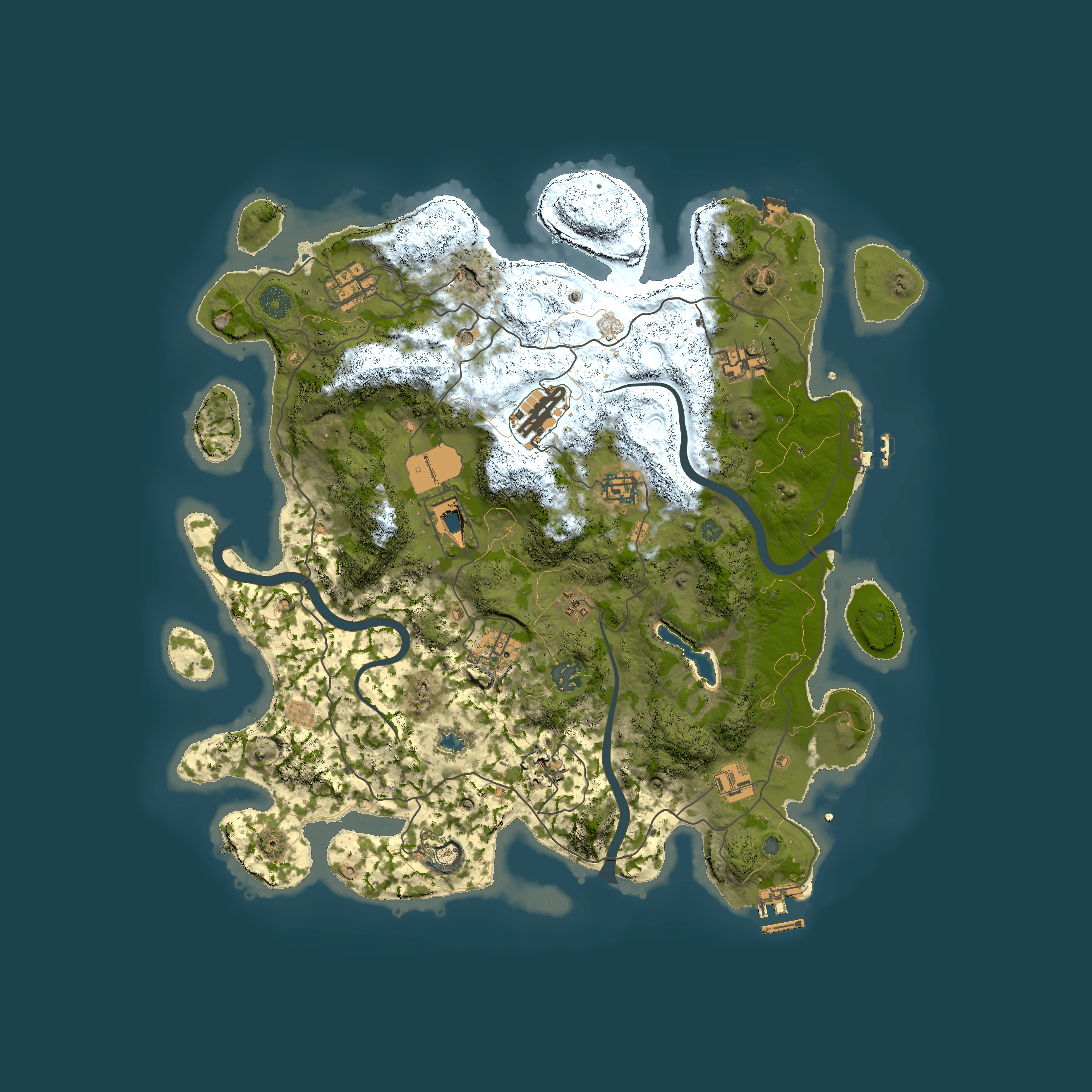 Full top-down render of Rust map seed 1443653701, 4000x4000m