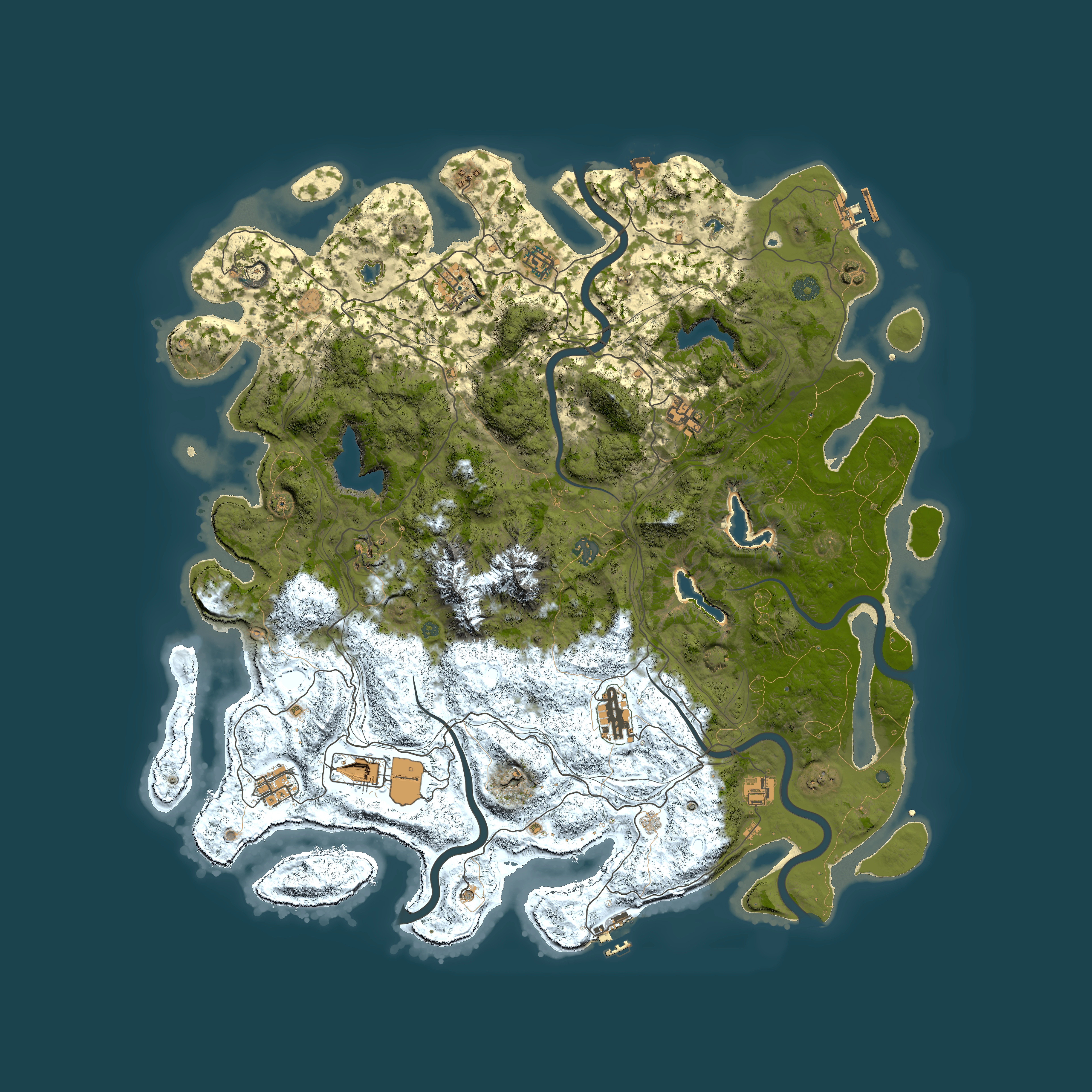 Full top-down render of Rust map seed 846967968, 5000x5000m