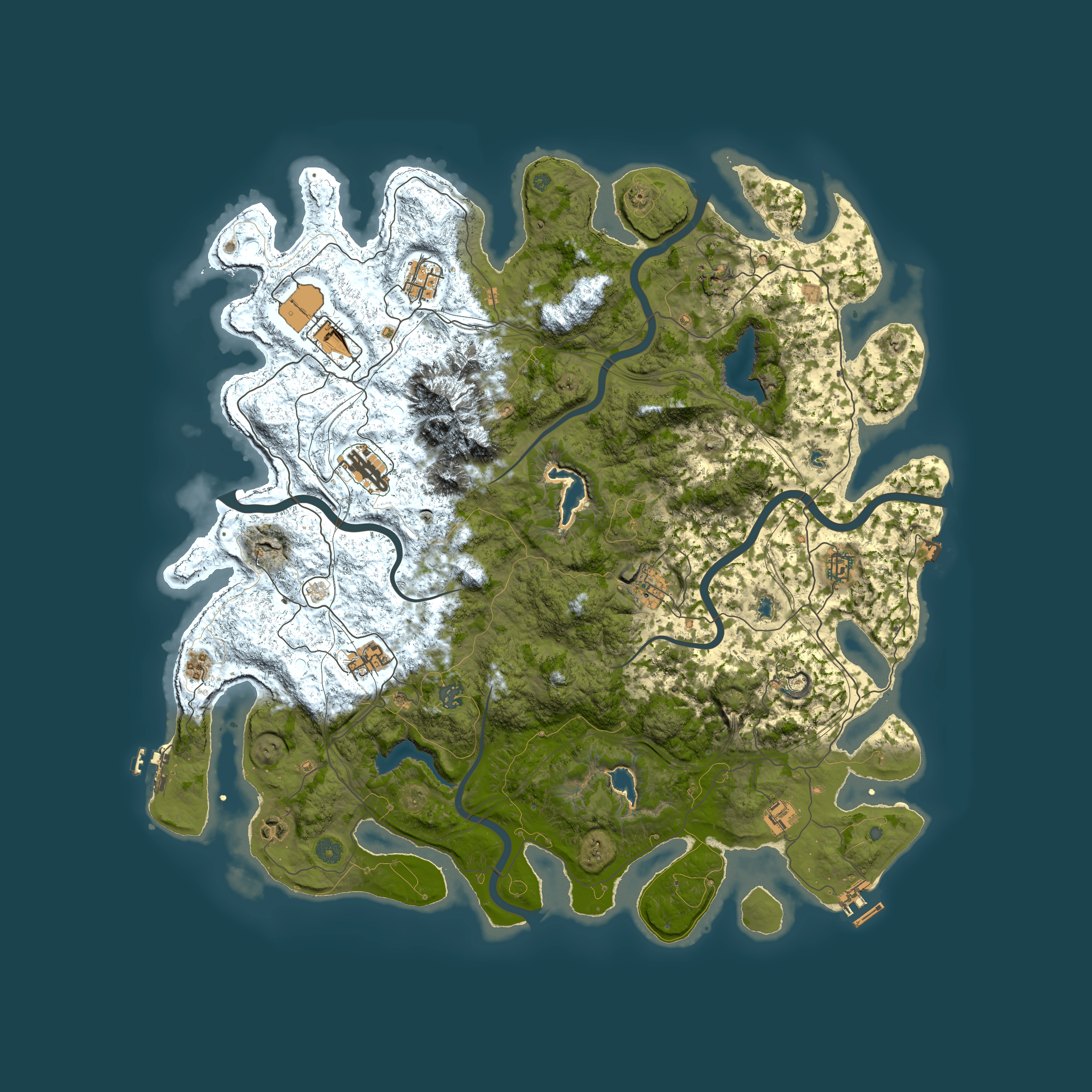 Full top-down render of Rust map seed 26467732, 5000x5000m
