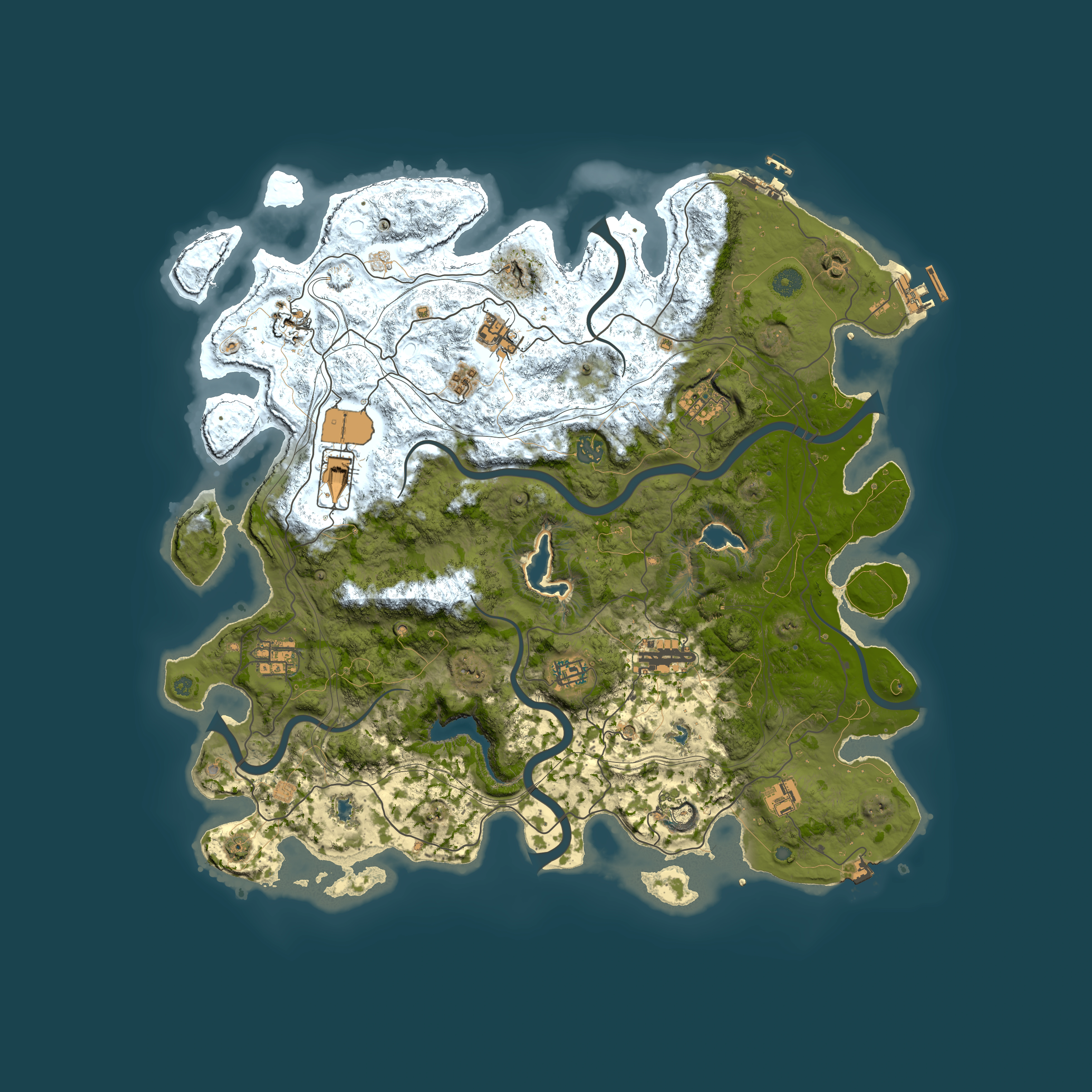 Full top-down render of Rust map seed 1345364604, 4500x4500m