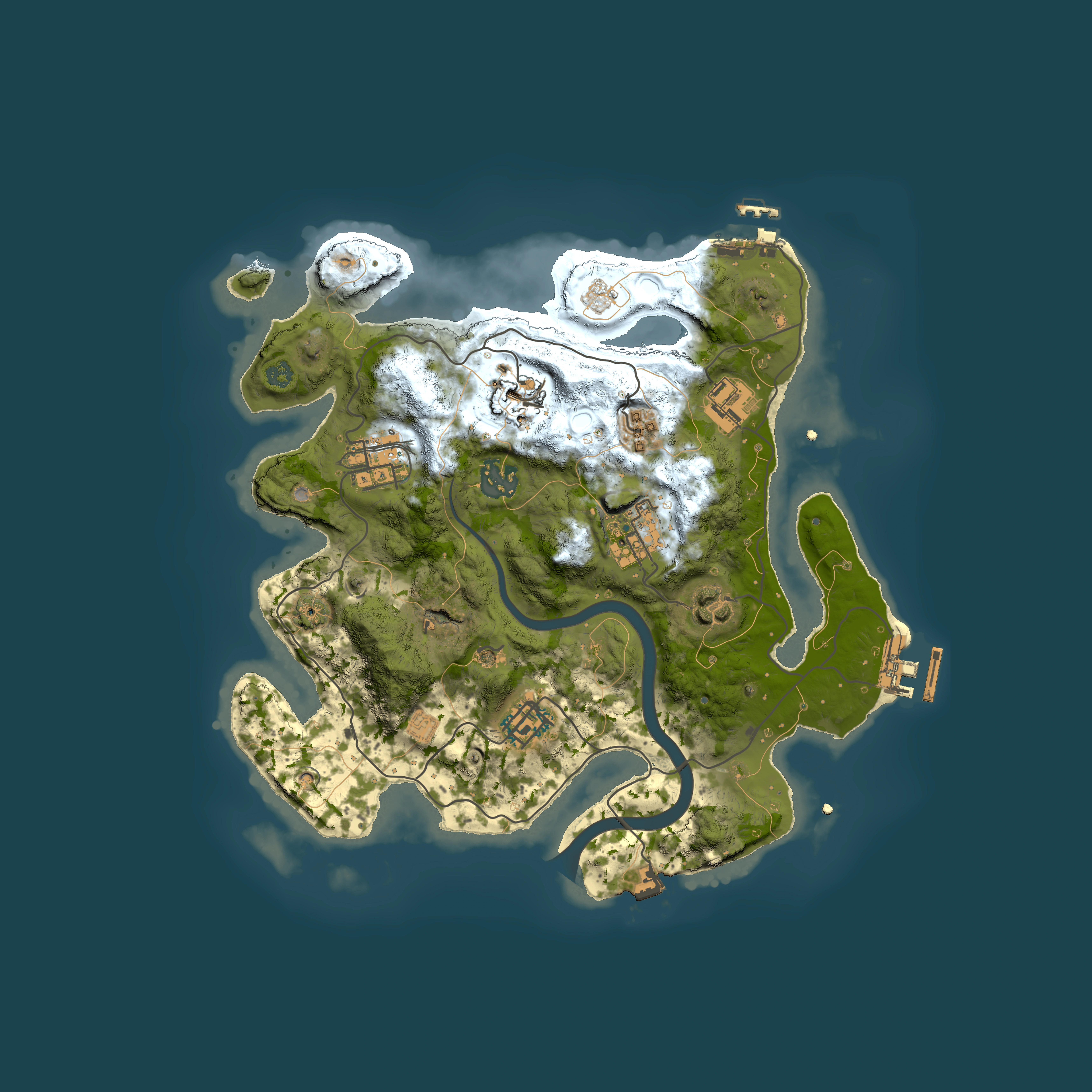 Full top-down render of Rust map seed 1811131569, 3000x3000m