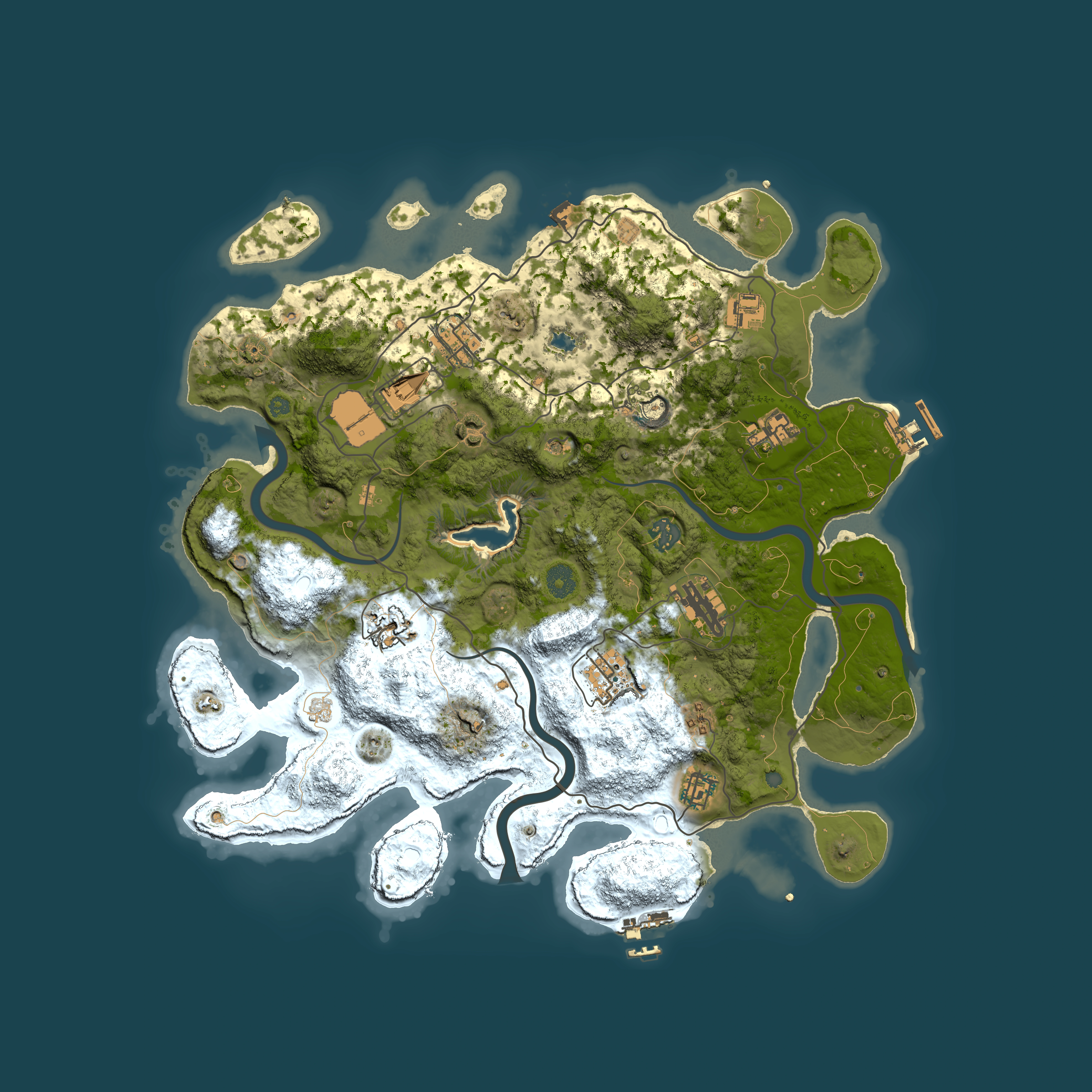Full top-down render of Rust map seed 1676895690, 4000x4000m