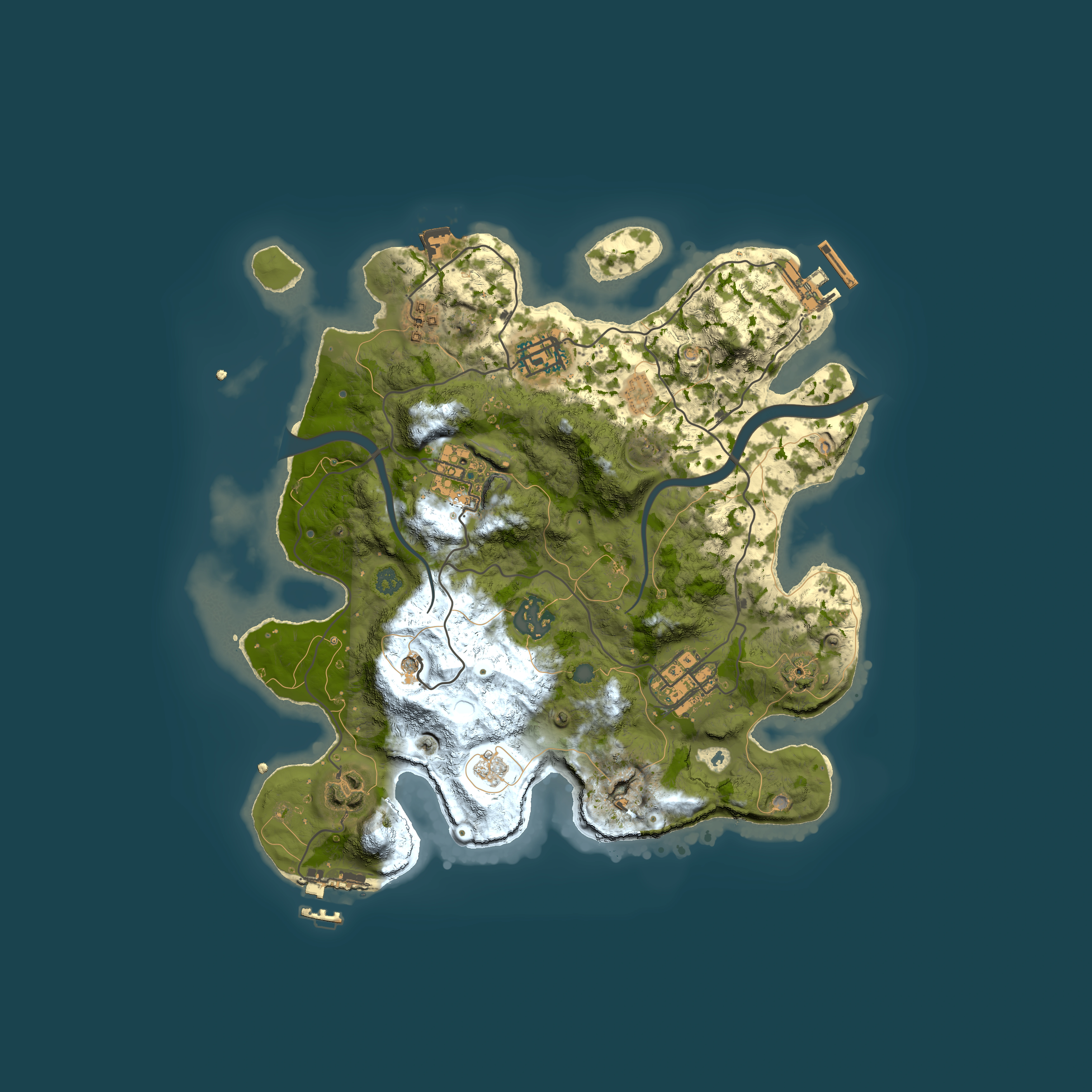 Full top-down render of Rust map seed 1557008074, 3000x3000m