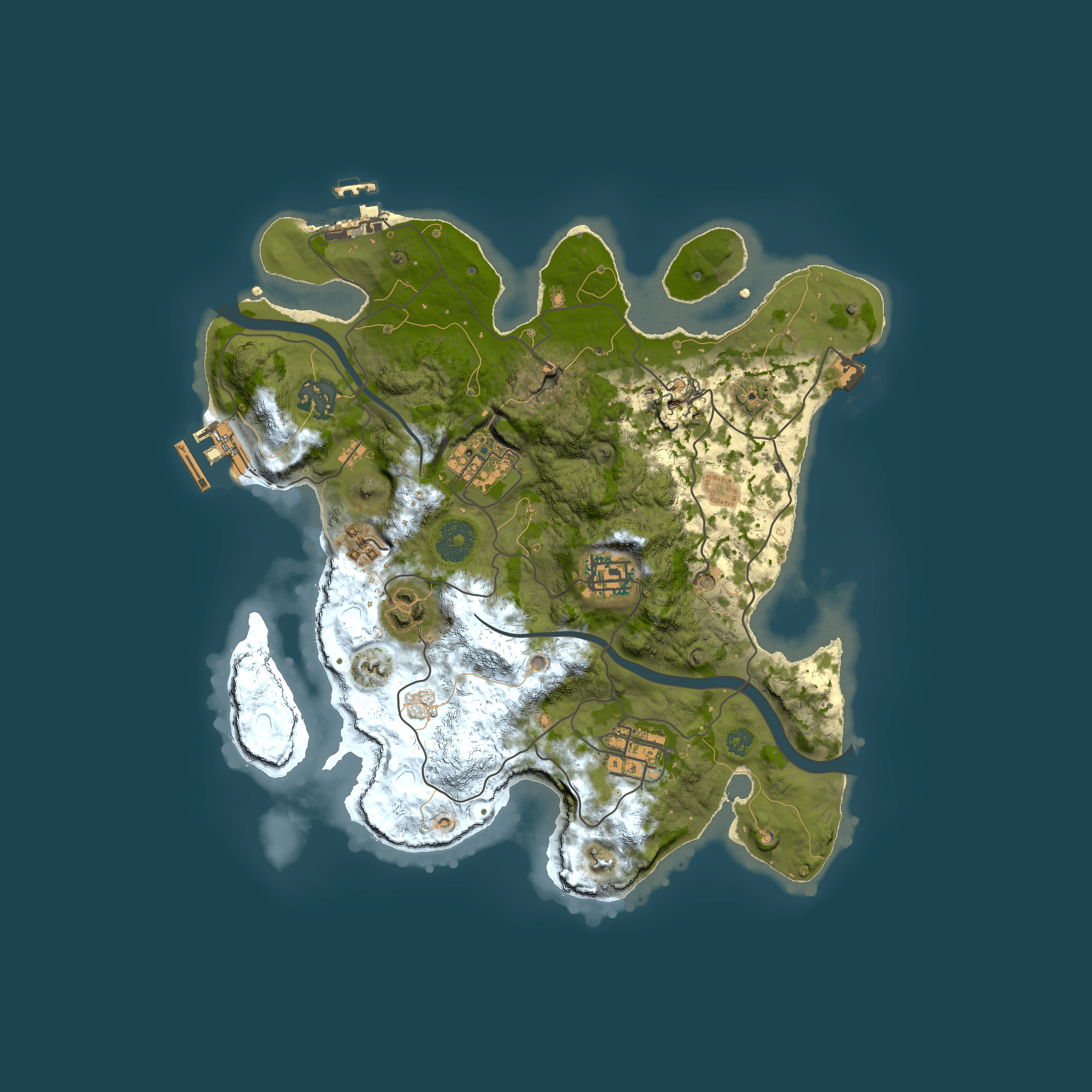 Full top-down render of Rust map seed 1108809741, 3000x3000m