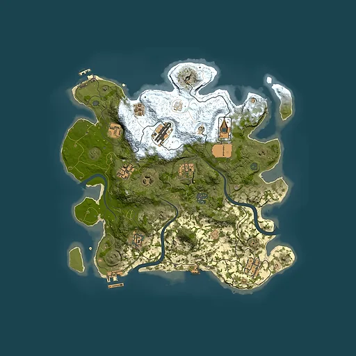 Rust map seed 2025321350, 3500x3500m top-down preview