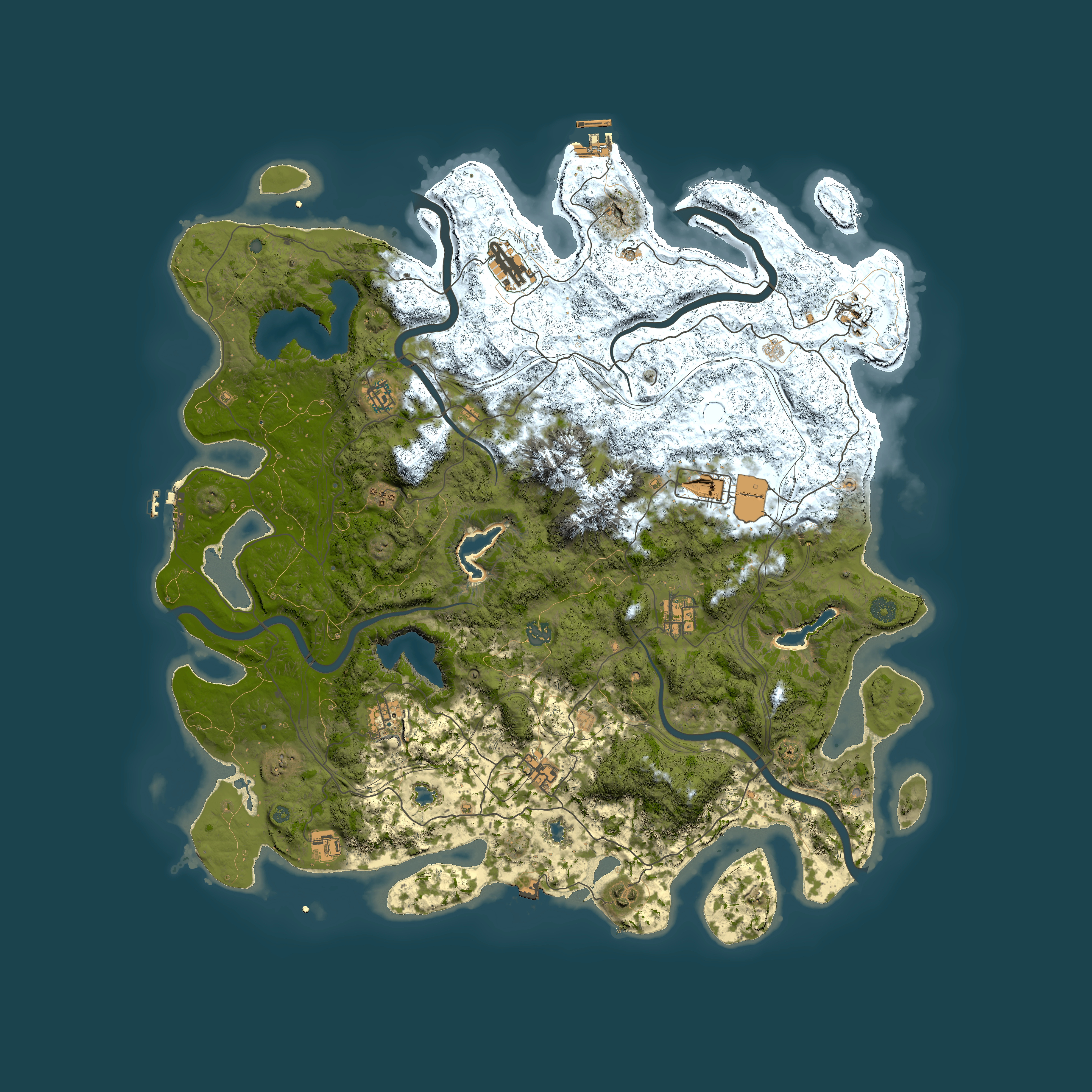 Full top-down render of Rust map seed 639073354, 5000x5000m