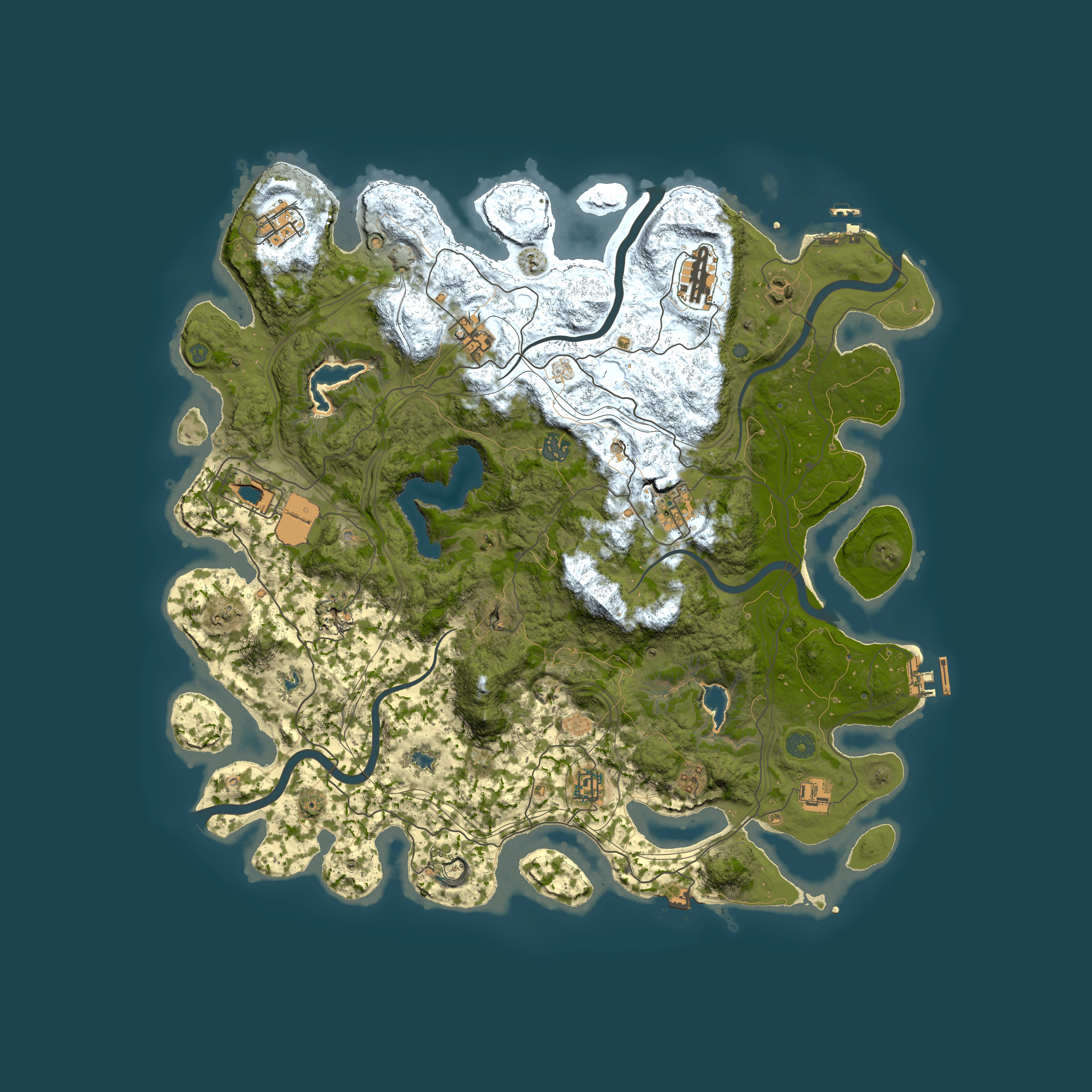 Full top-down render of Rust map seed 561385774, 4500x4500m