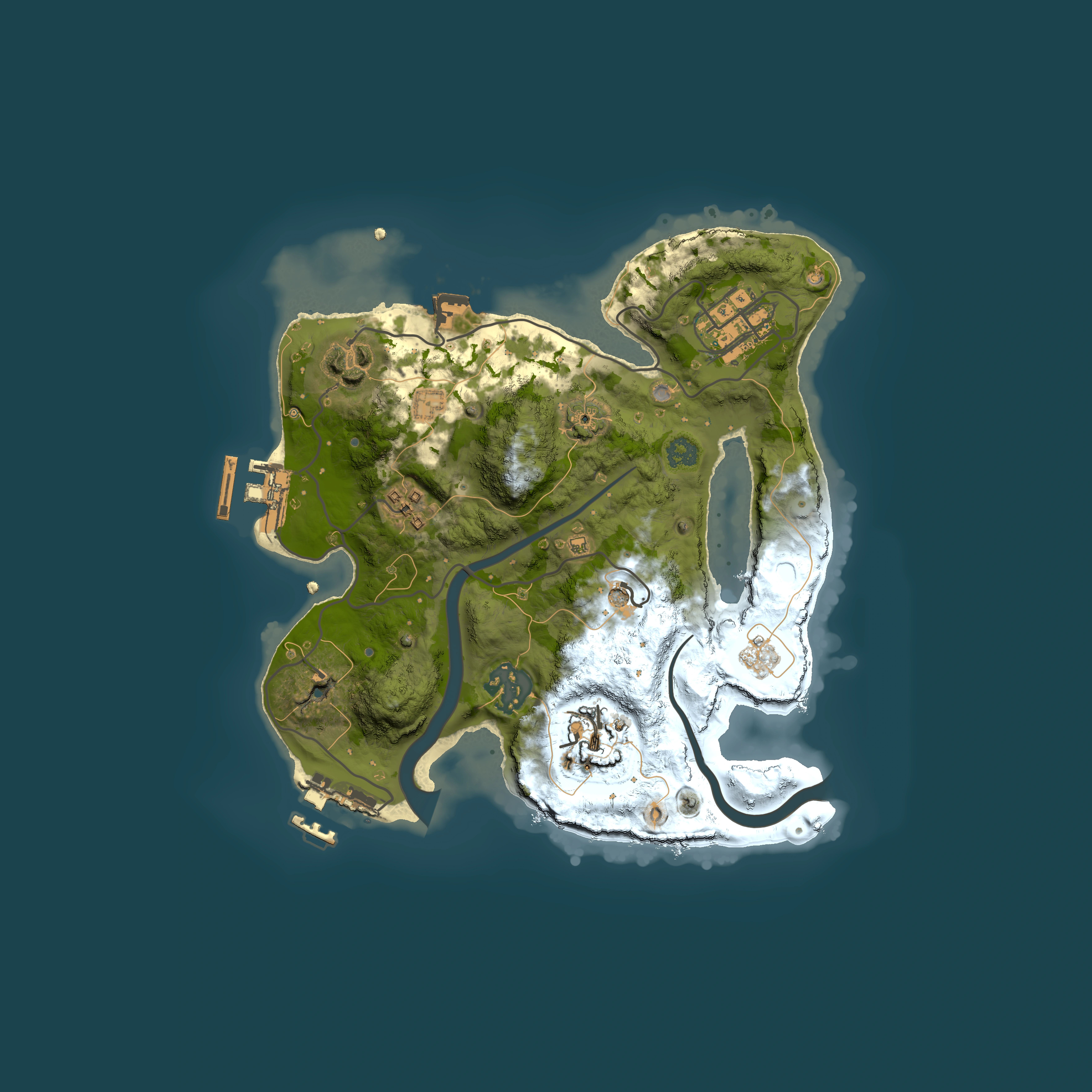 Full top-down render of Rust map seed 2041675021, 2500x2500m