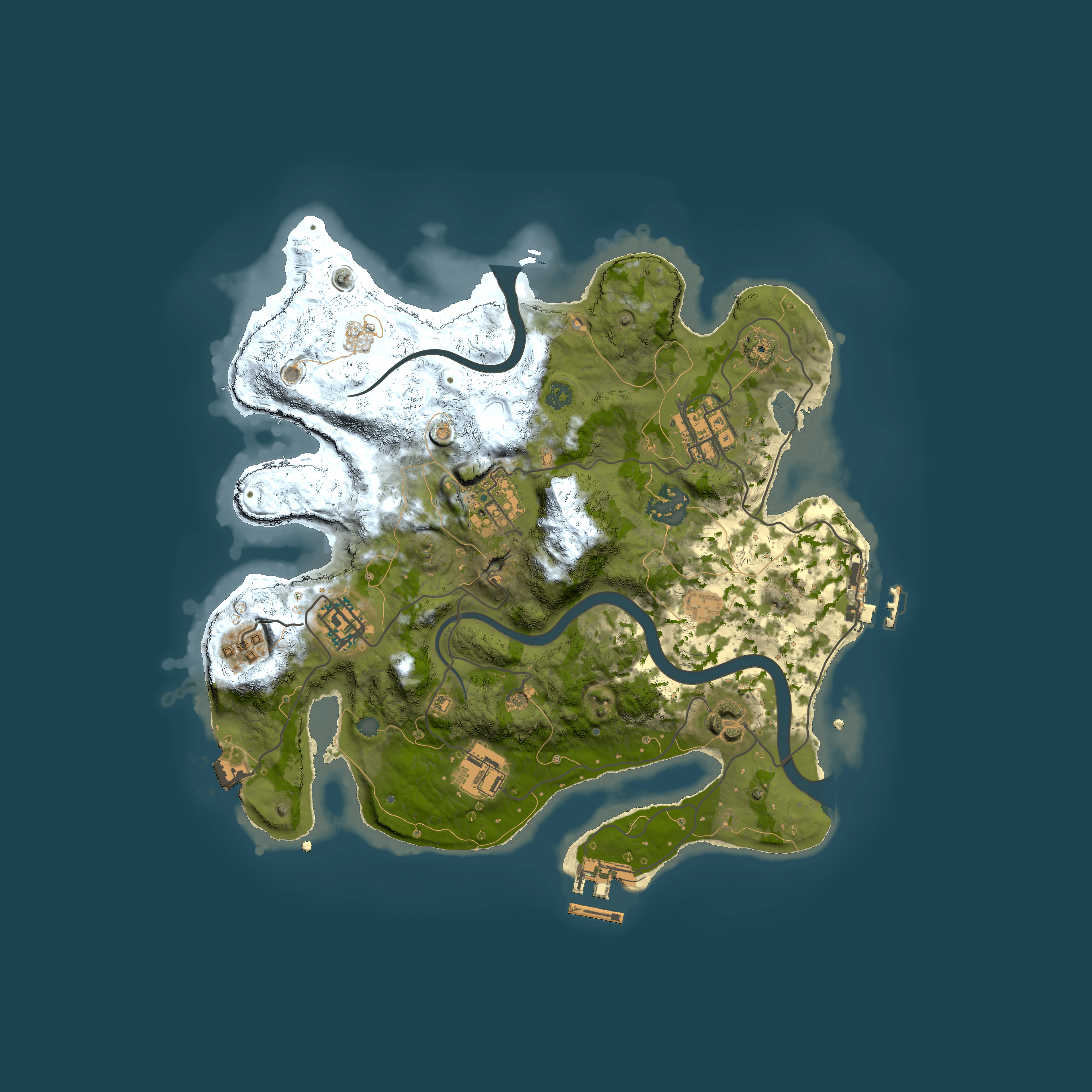 Full top-down render of Rust map seed 364194190, 3000x3000m