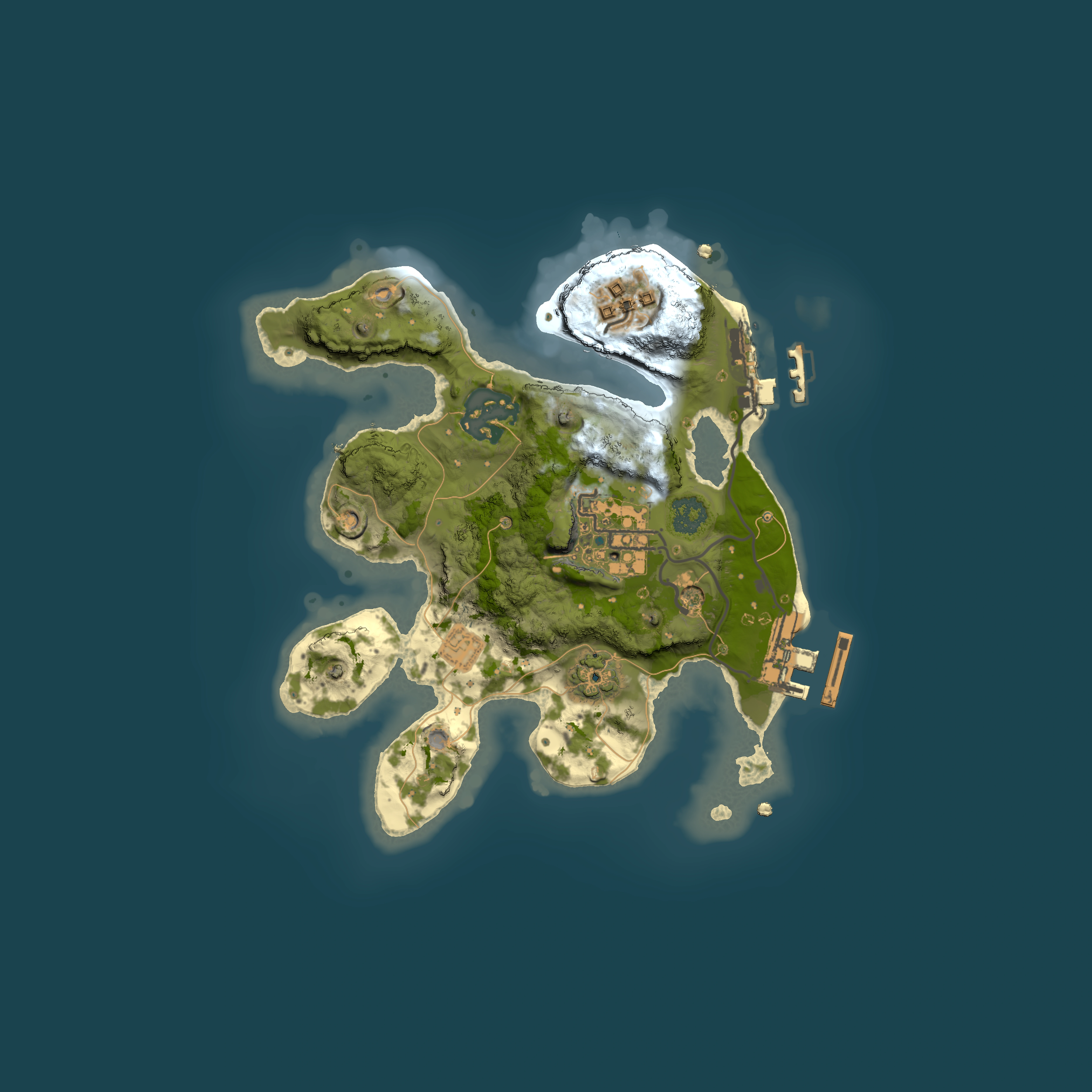 Full top-down render of Rust map seed 144135812, 2000x2000m