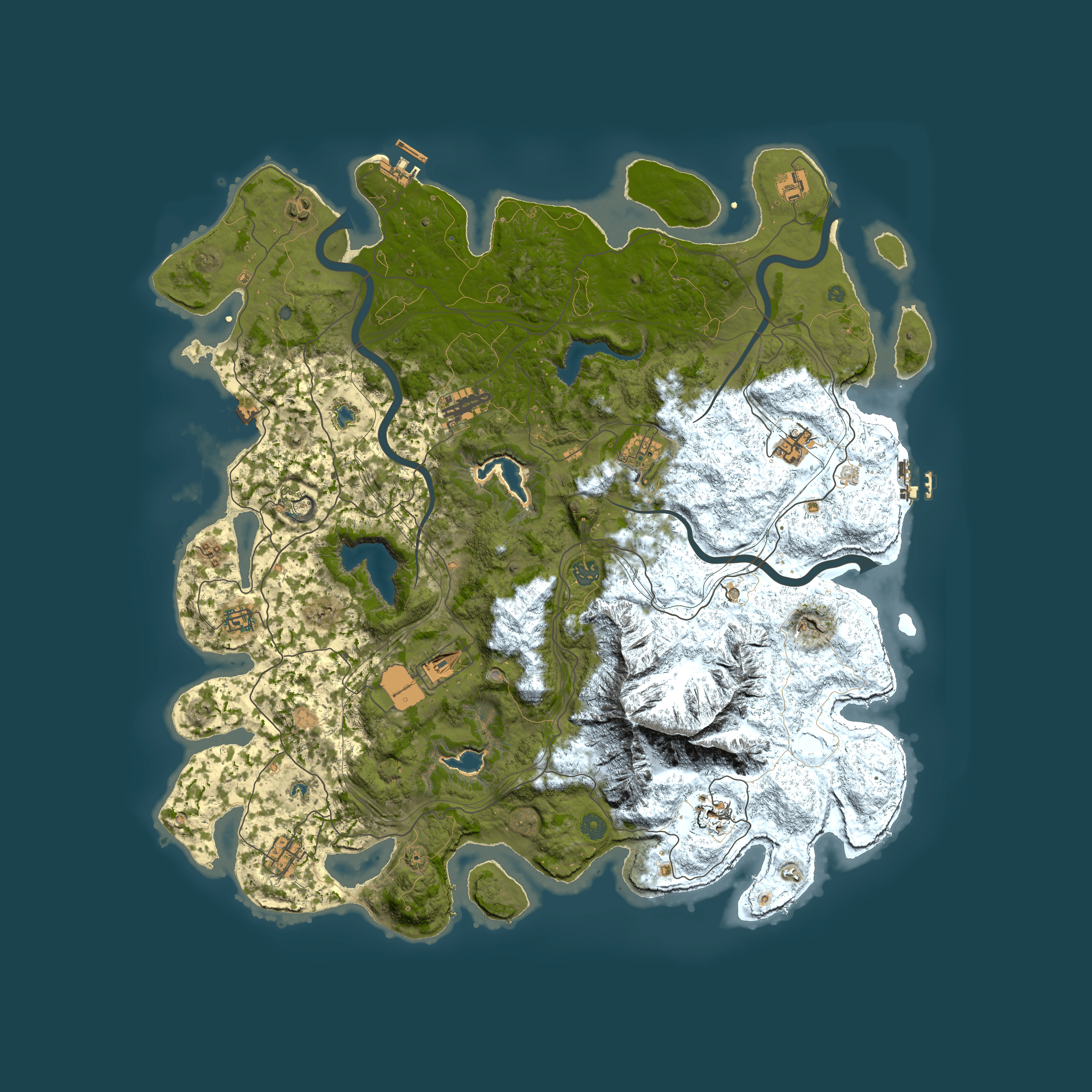 Full top-down render of Rust map seed 864659475, 5000x5000m