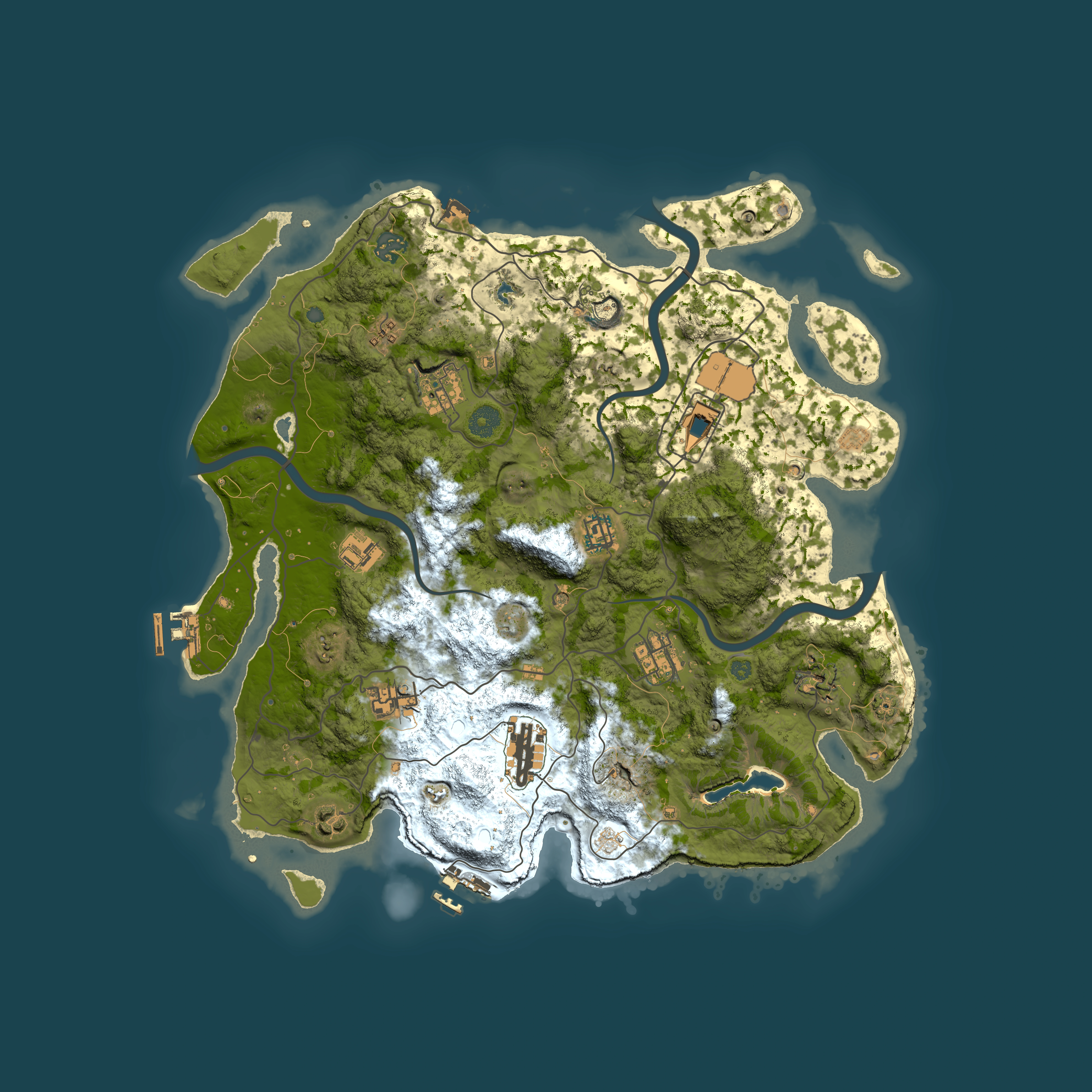 Full top-down render of Rust map seed 1594241226, 4000x4000m