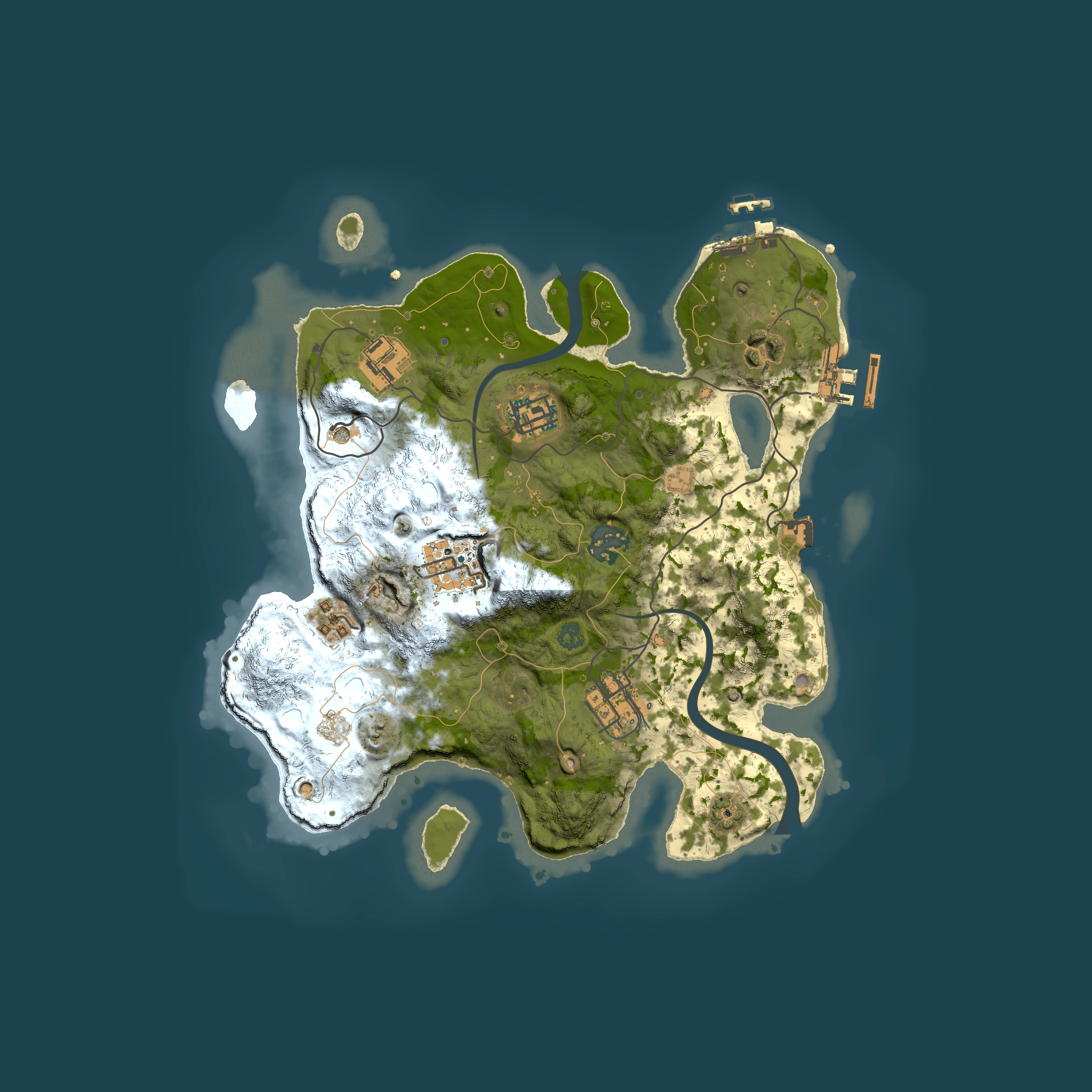 Full top-down render of Rust map seed 98032370, 3000x3000m