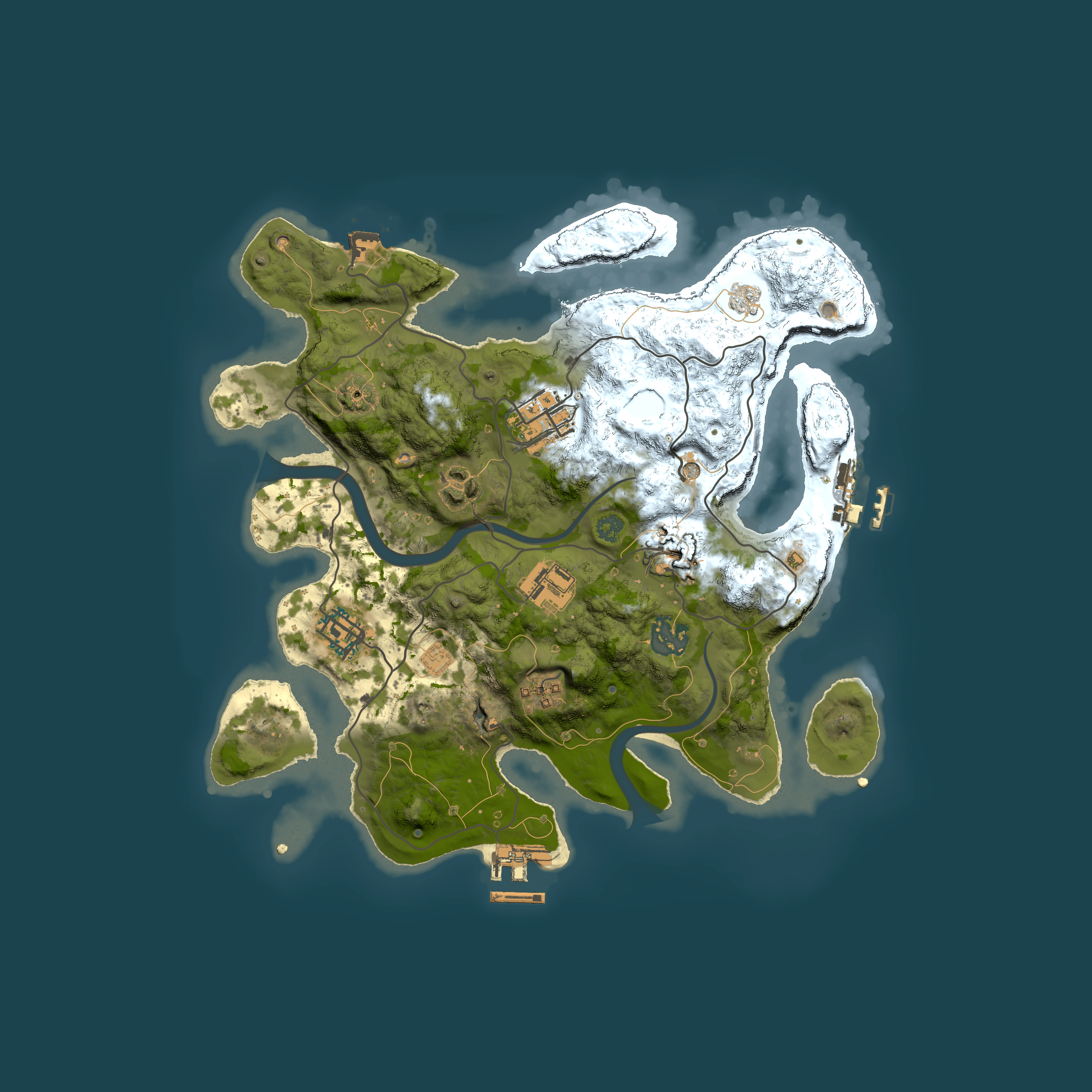 Full top-down render of Rust map seed 215103828, 3000x3000m