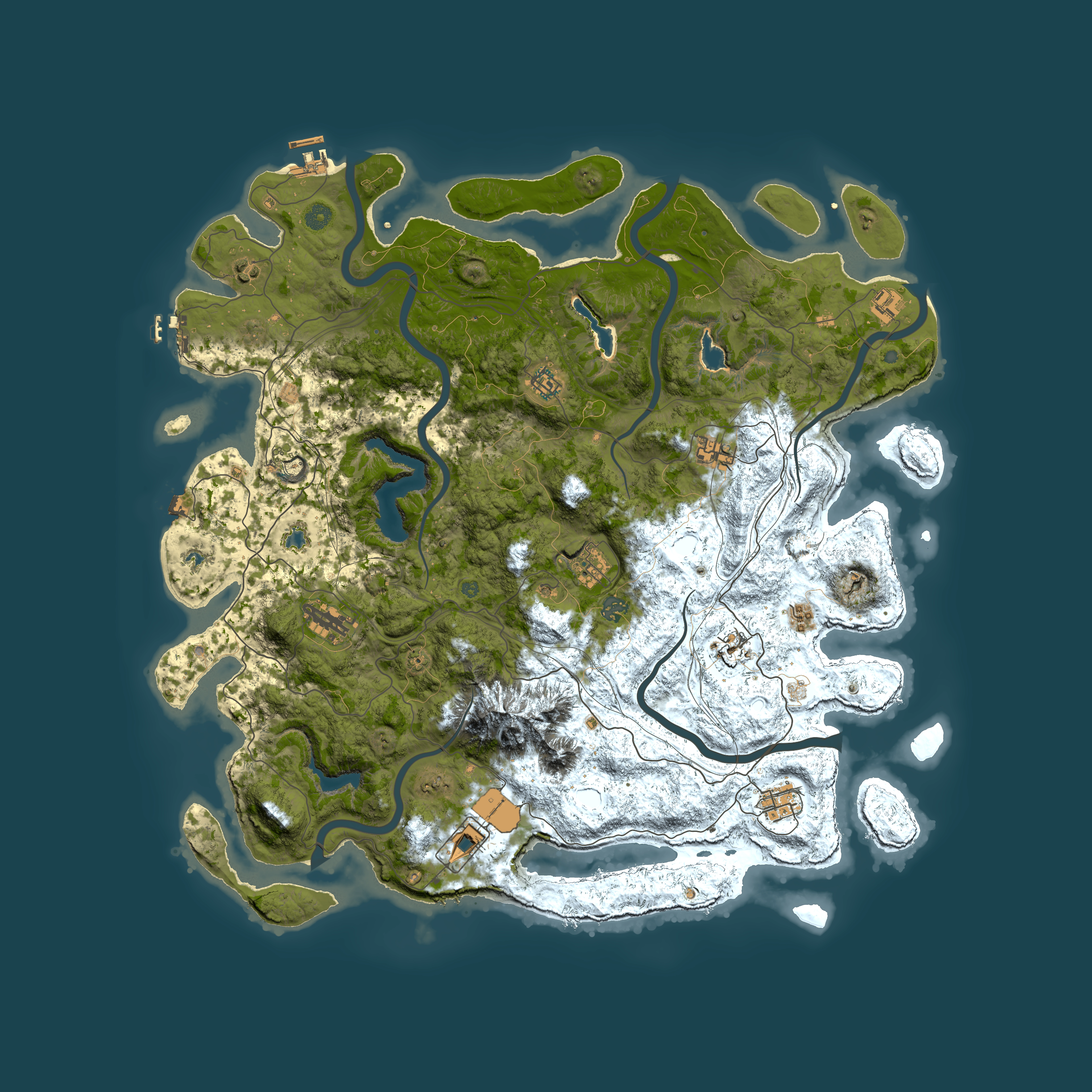 Full top-down render of Rust map seed 1407182311, 5000x5000m