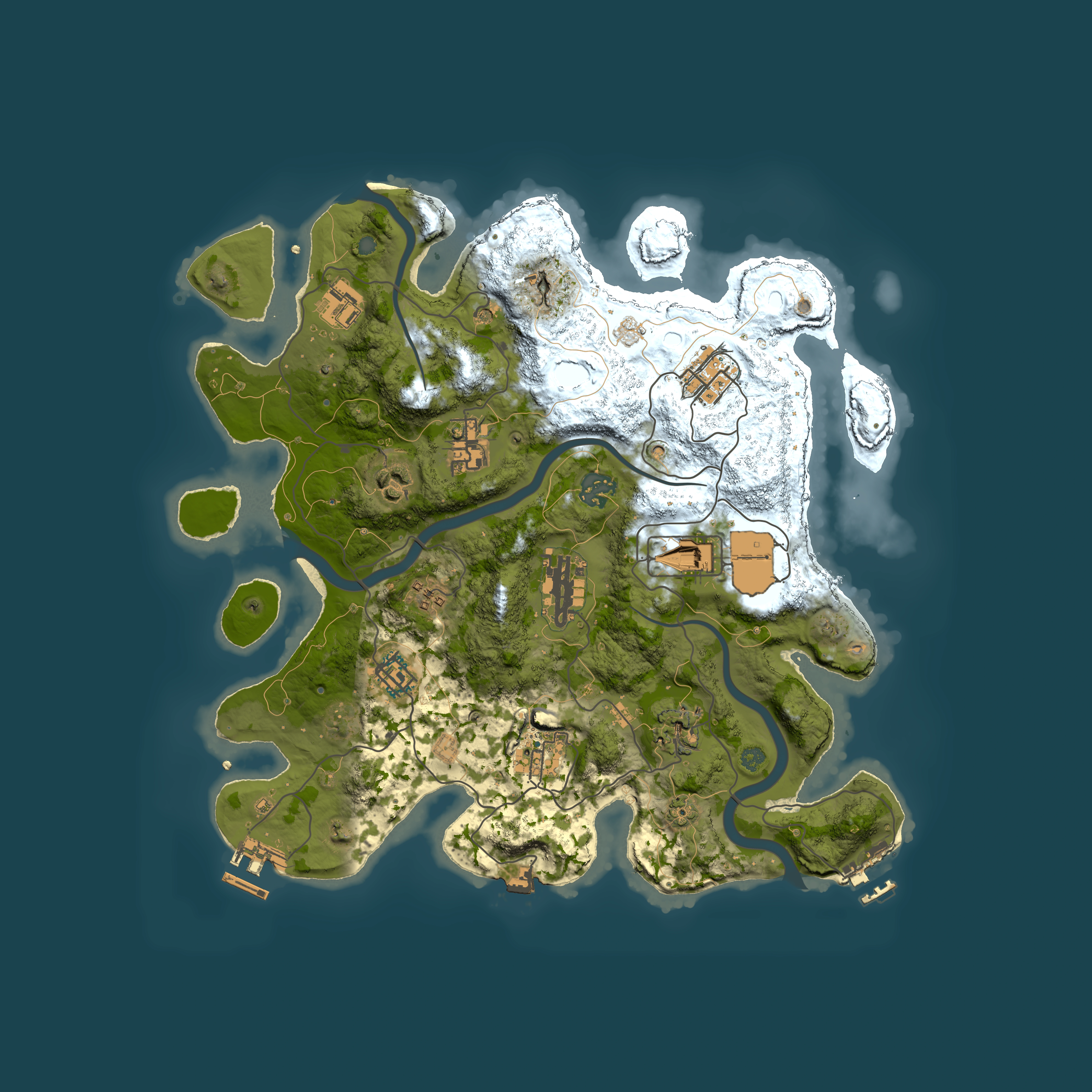 Full top-down render of Rust map seed 192462797, 3500x3500m