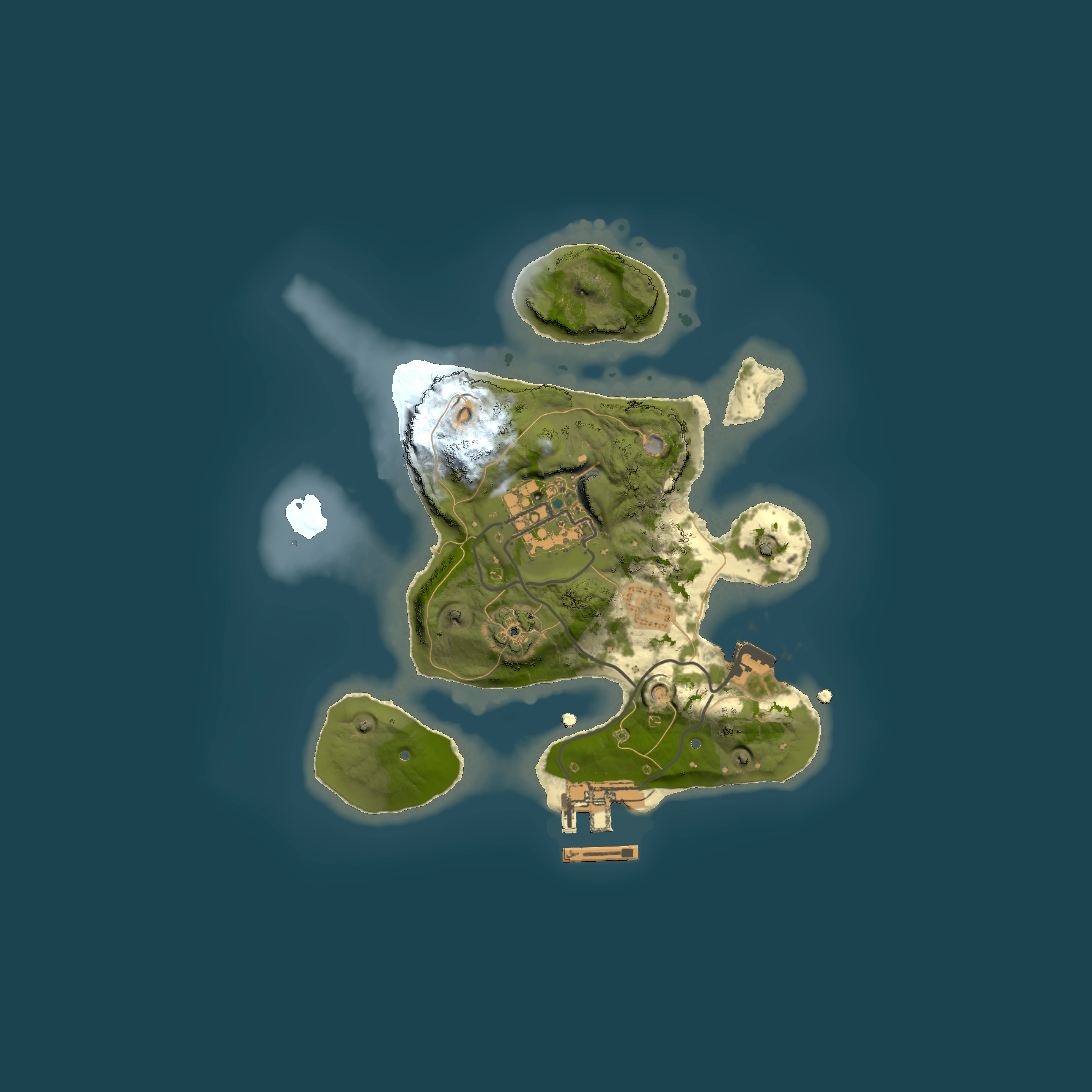 Full top-down render of Rust map seed 734304526, 2000x2000m