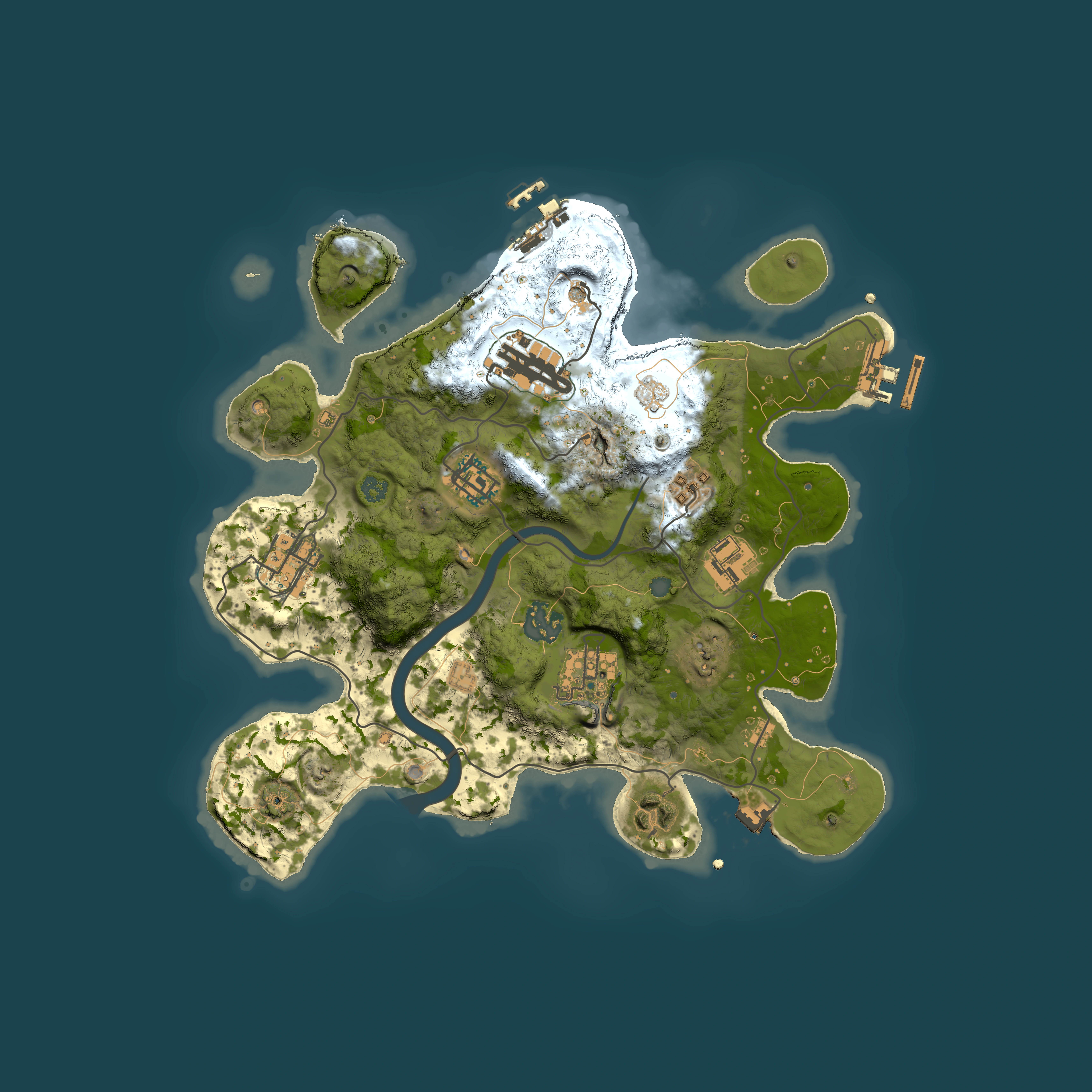 Full top-down render of Rust map seed 532024375, 3000x3000m