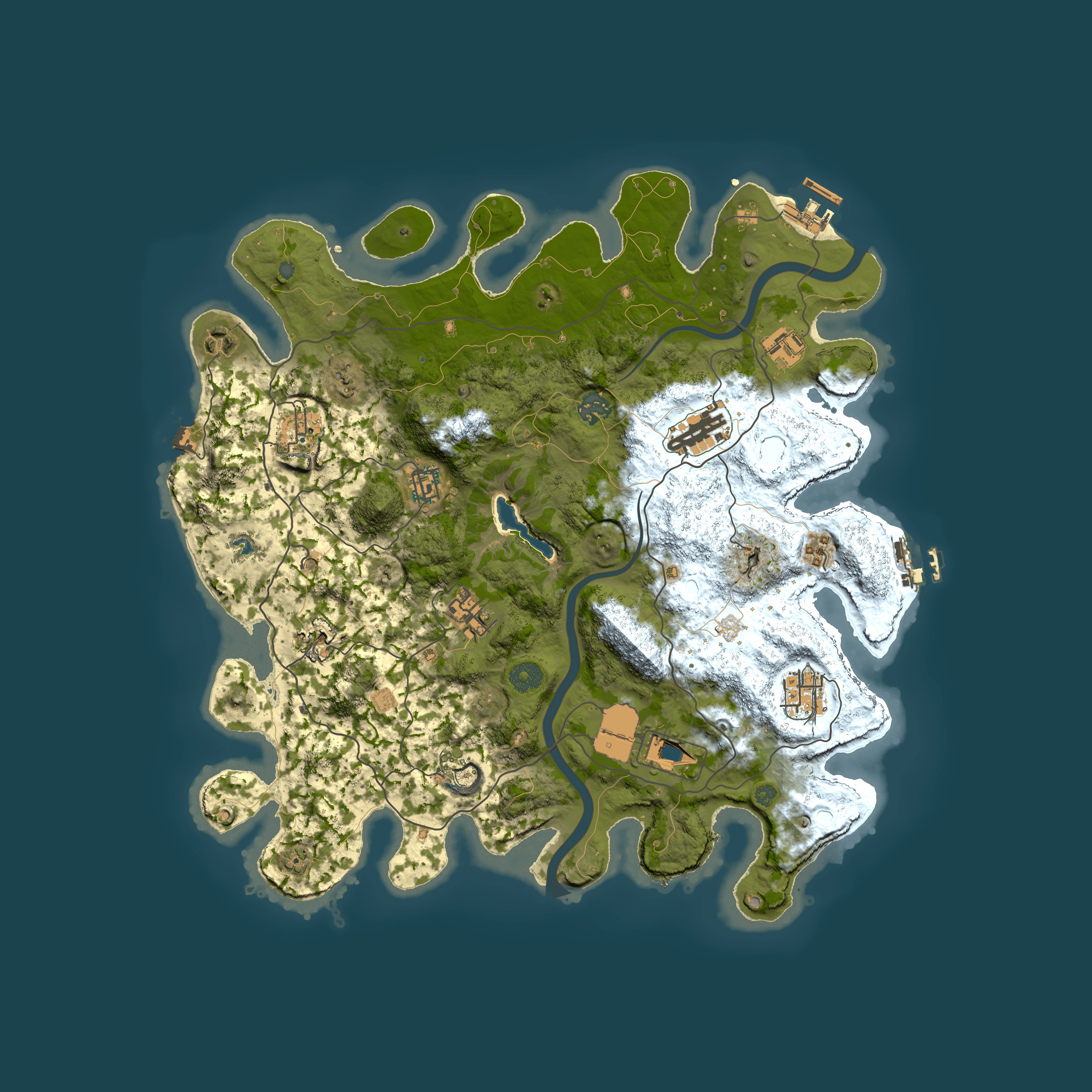 Full top-down render of Rust map seed 1684783676, 4000x4000m