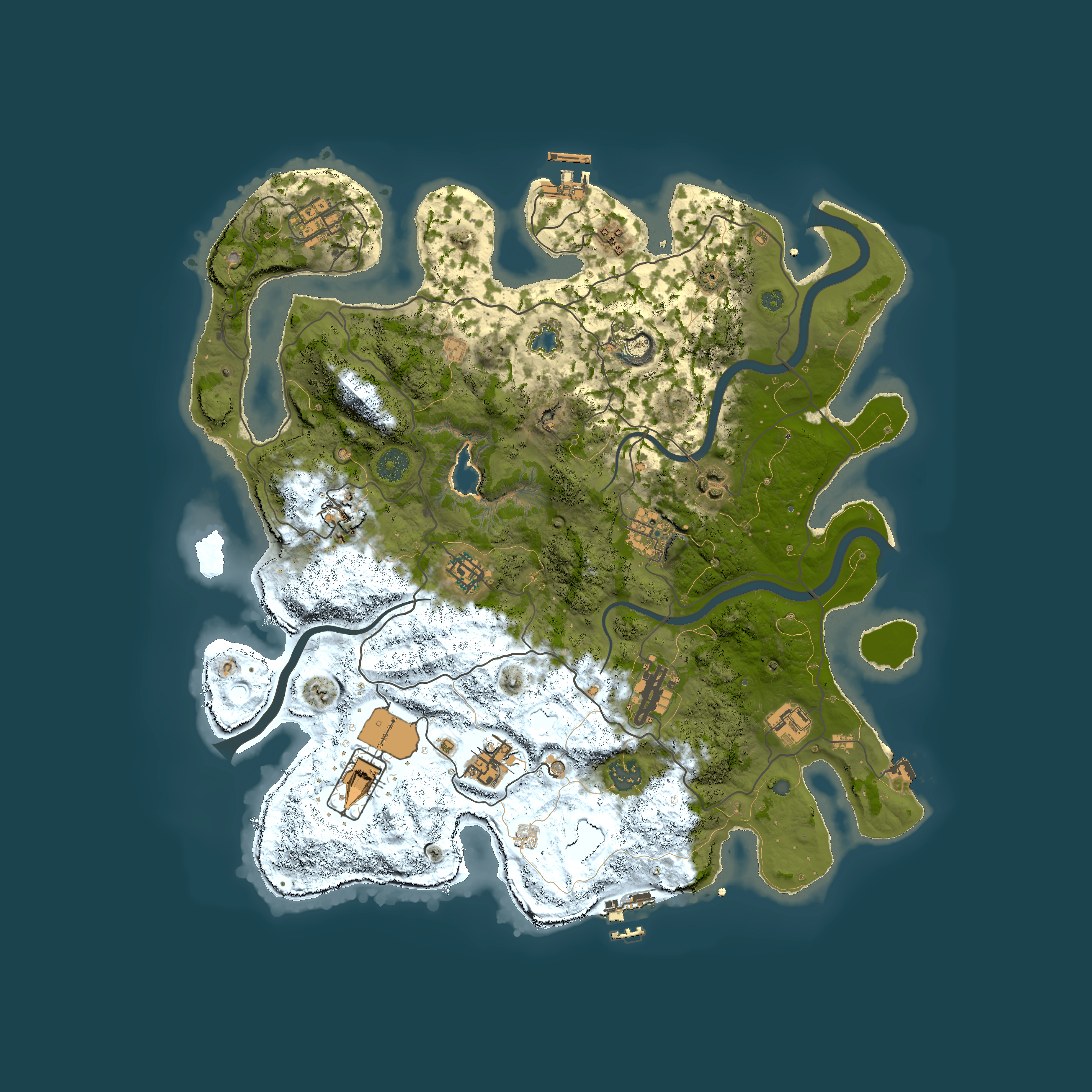 Full top-down render of Rust map seed 1661275258, 4000x4000m