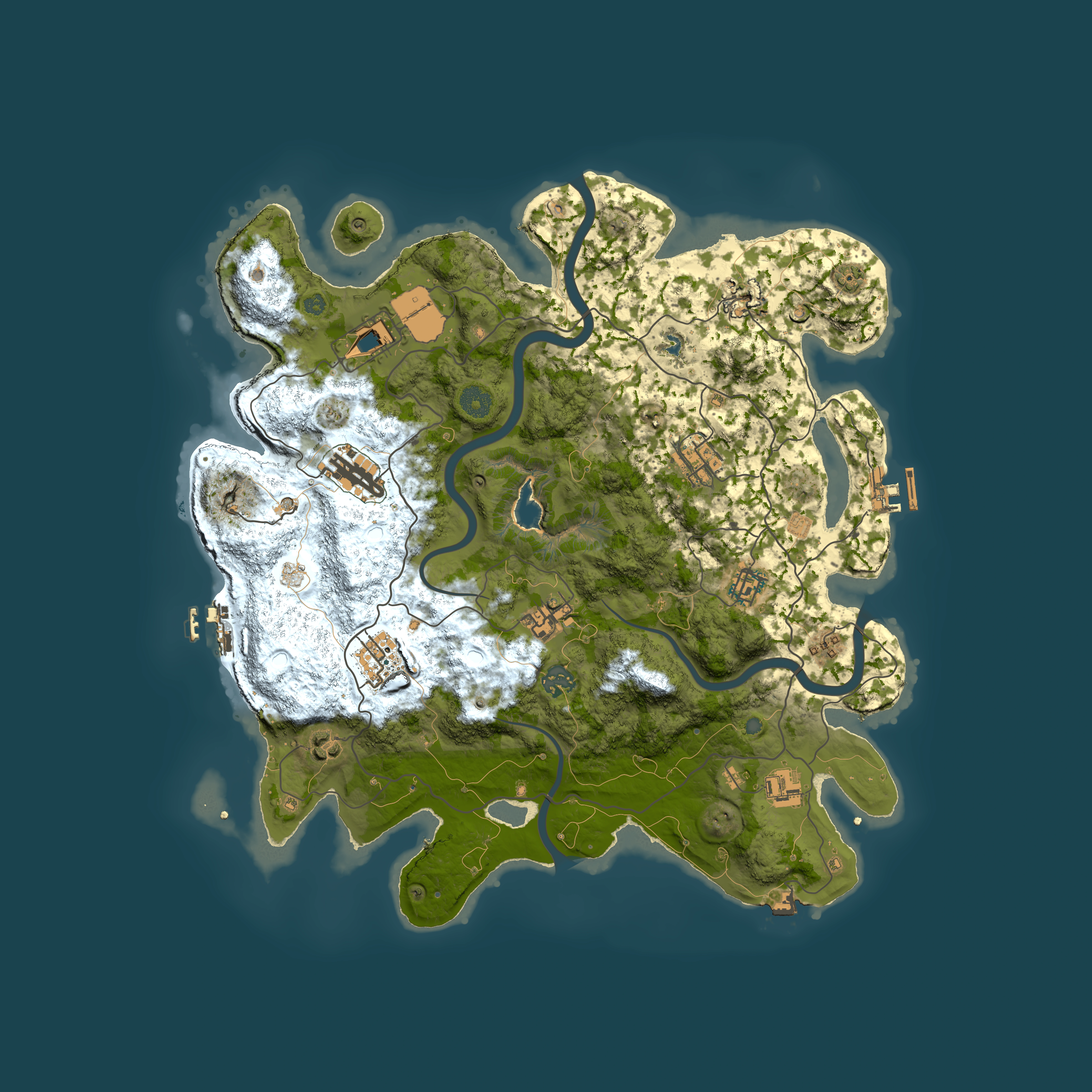 Full top-down render of Rust map seed 428192300, 4000x4000m