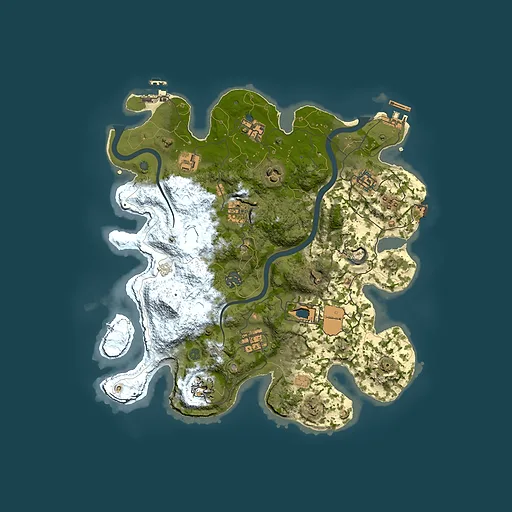 Rust map seed 1353906424, 3500x3500m top-down preview