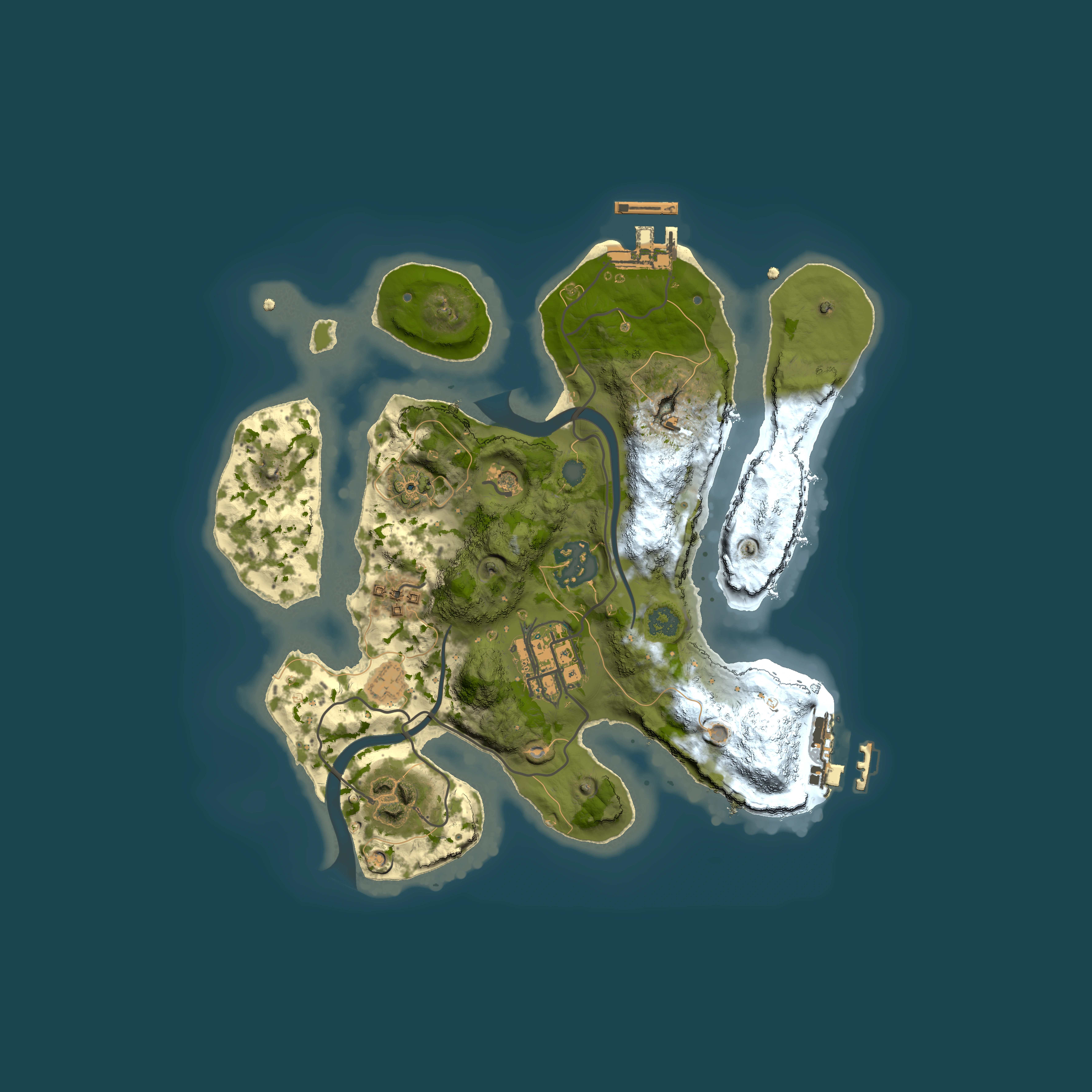Full top-down render of Rust map seed 2132890562, 2500x2500m