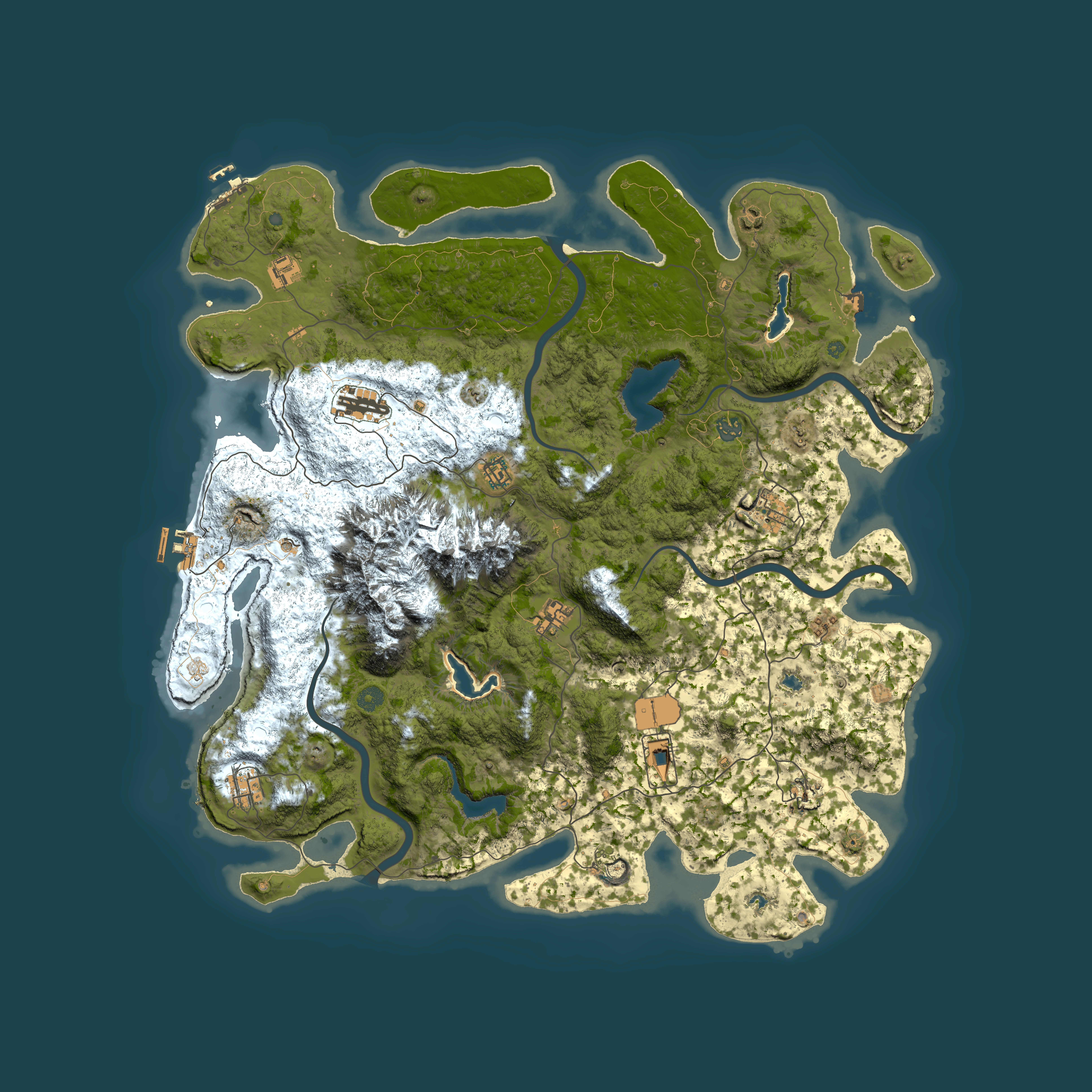 Full top-down render of Rust map seed 724811301, 5000x5000m