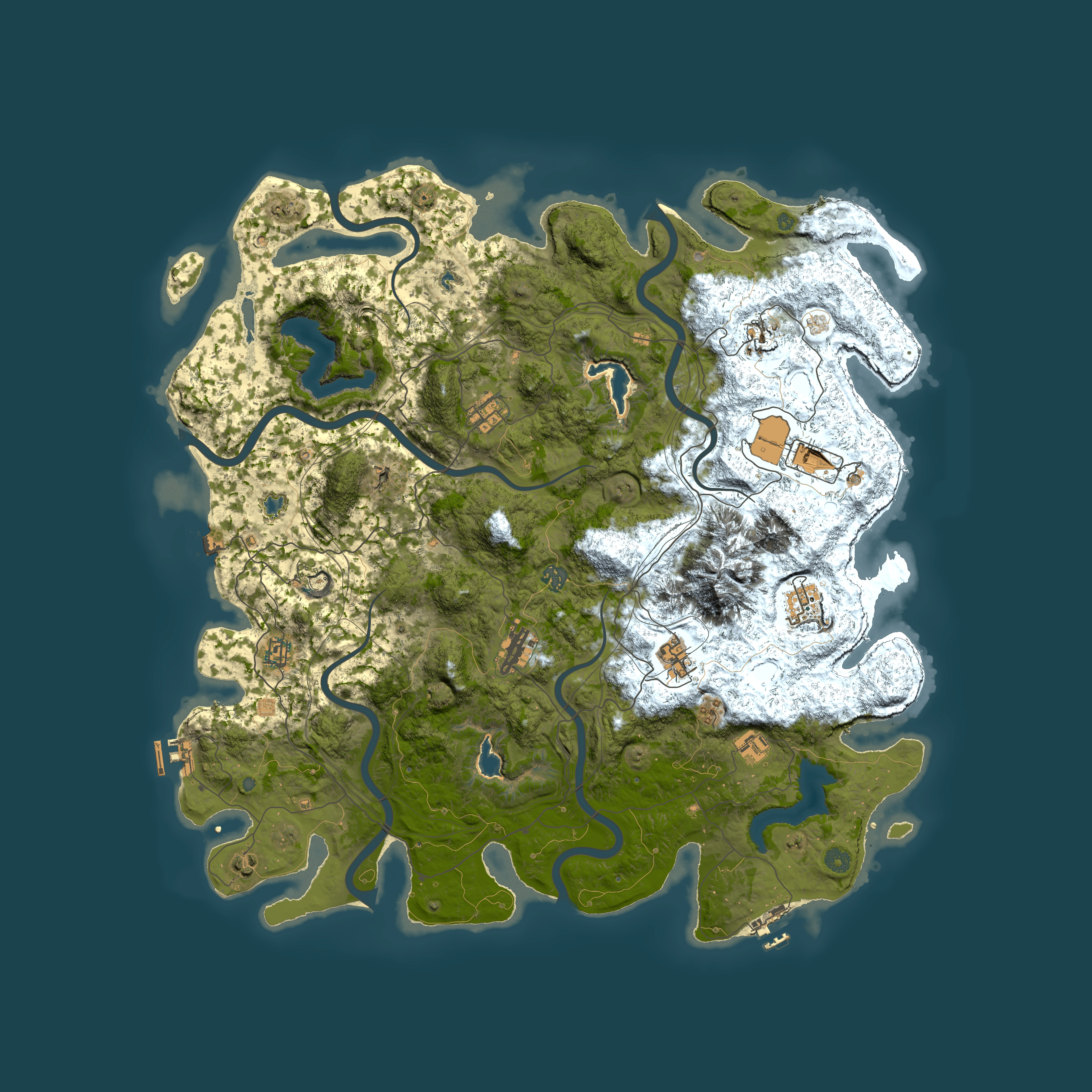 Full top-down render of Rust map seed 2066124483, 5000x5000m