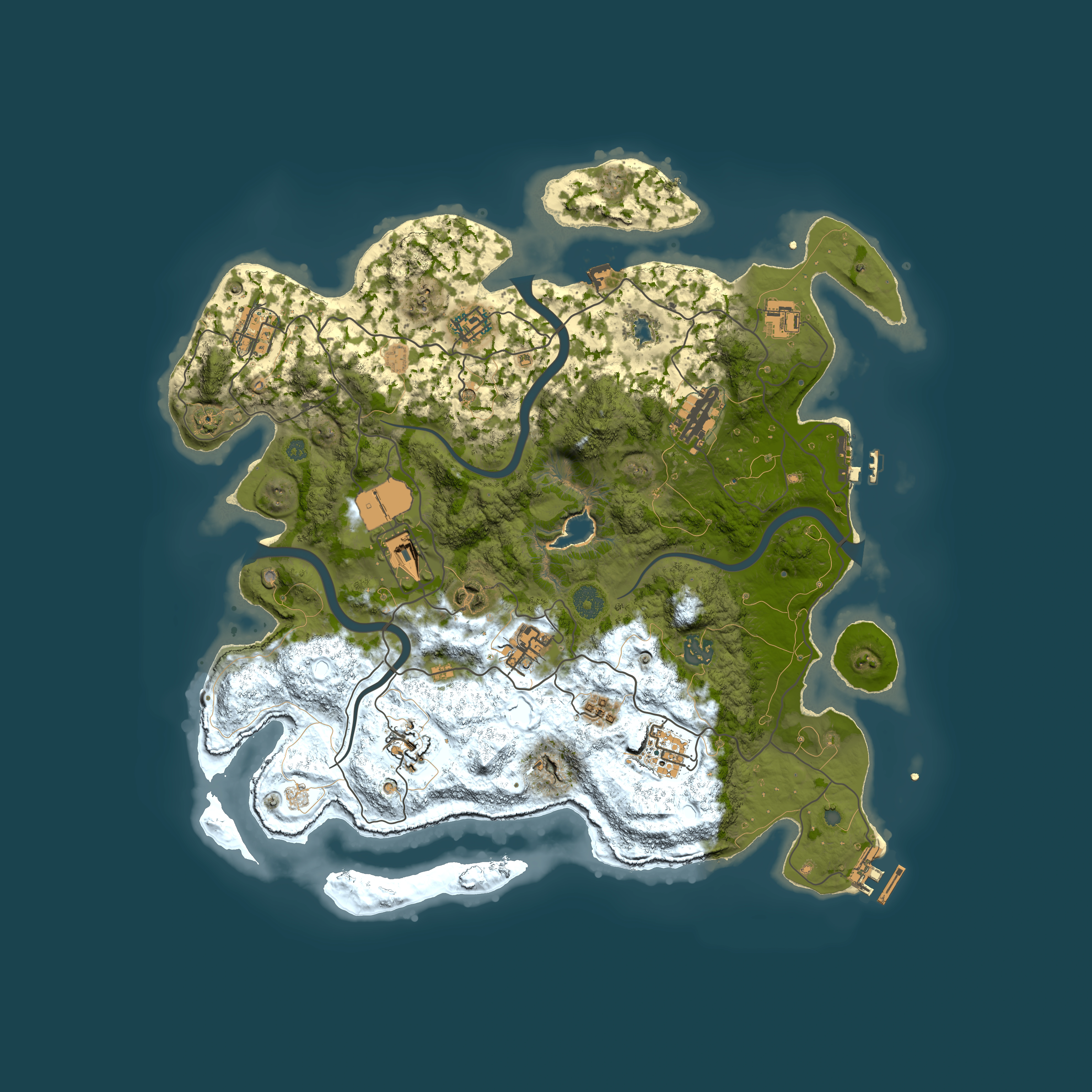 Full top-down render of Rust map seed 983918070, 4000x4000m