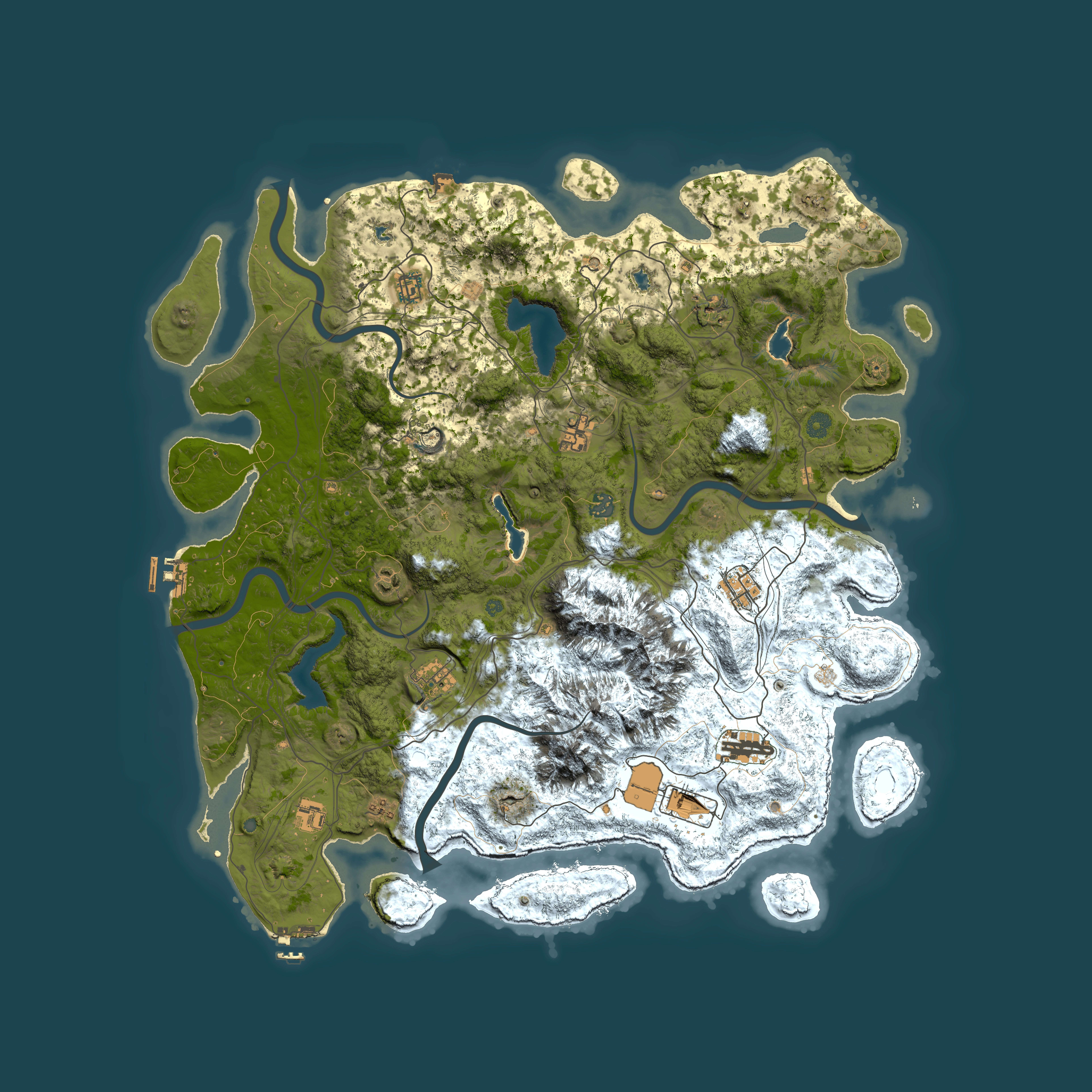 Full top-down render of Rust map seed 1996231092, 5000x5000m