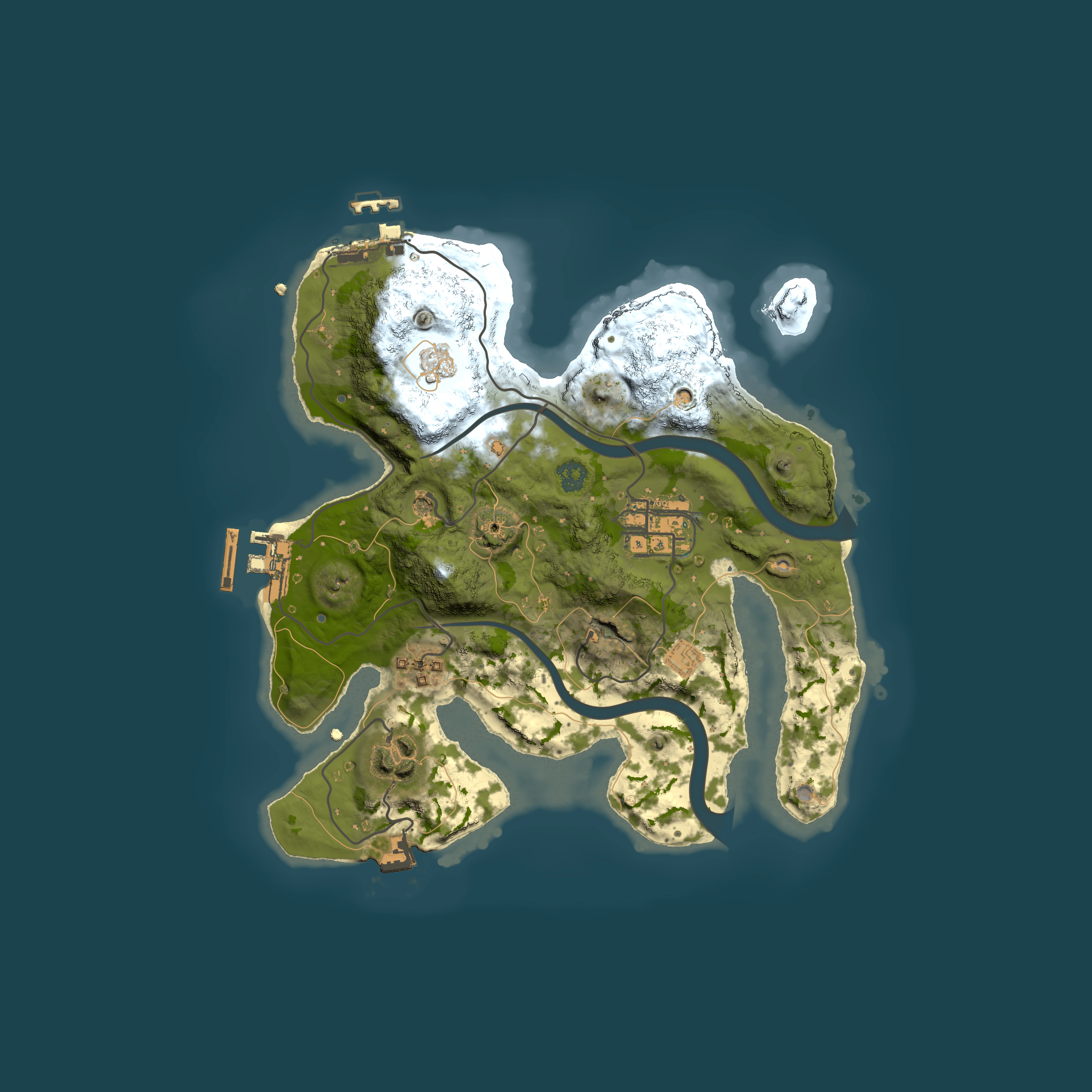 Full top-down render of Rust map seed 2099737678, 2500x2500m