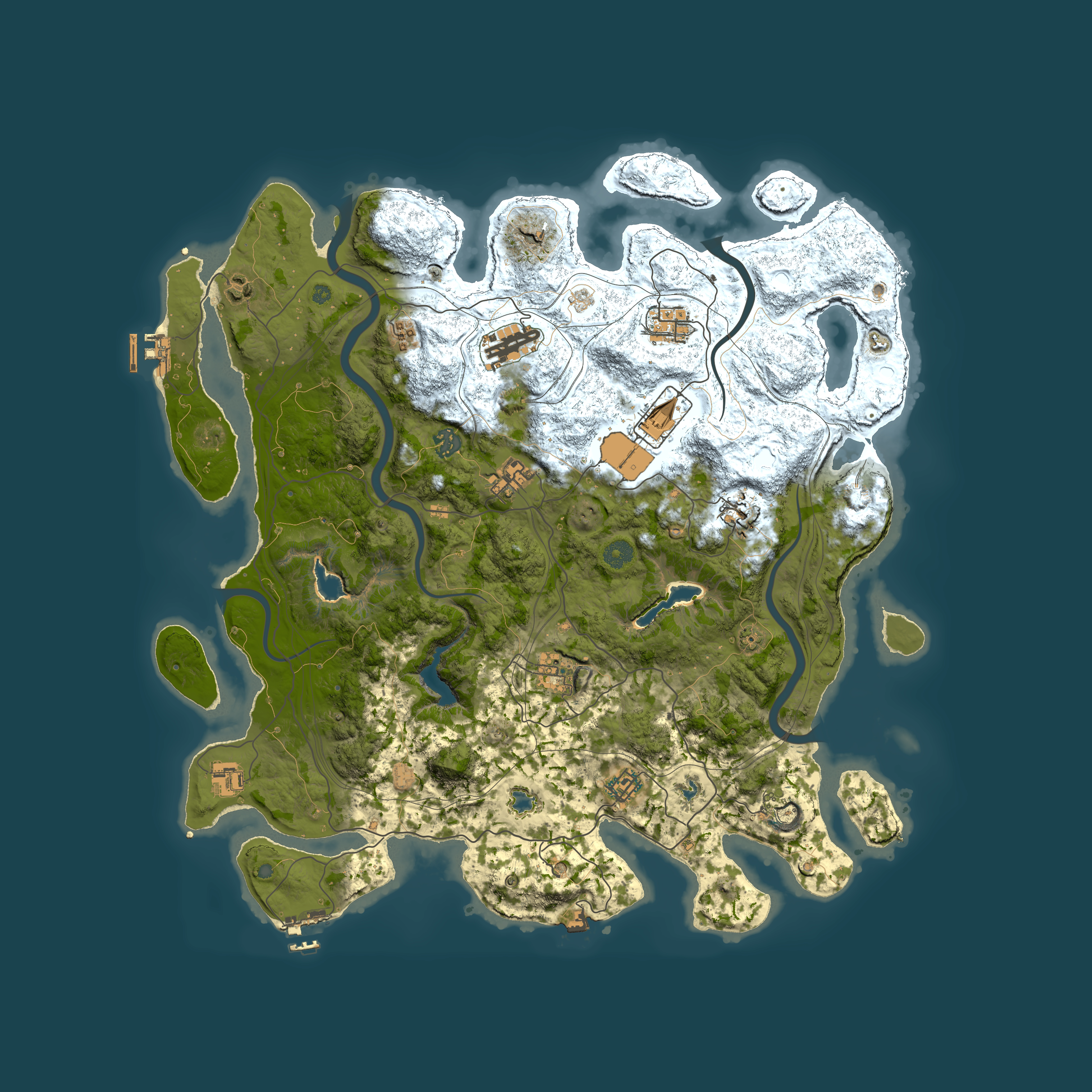 Full top-down render of Rust map seed 118397373, 4500x4500m