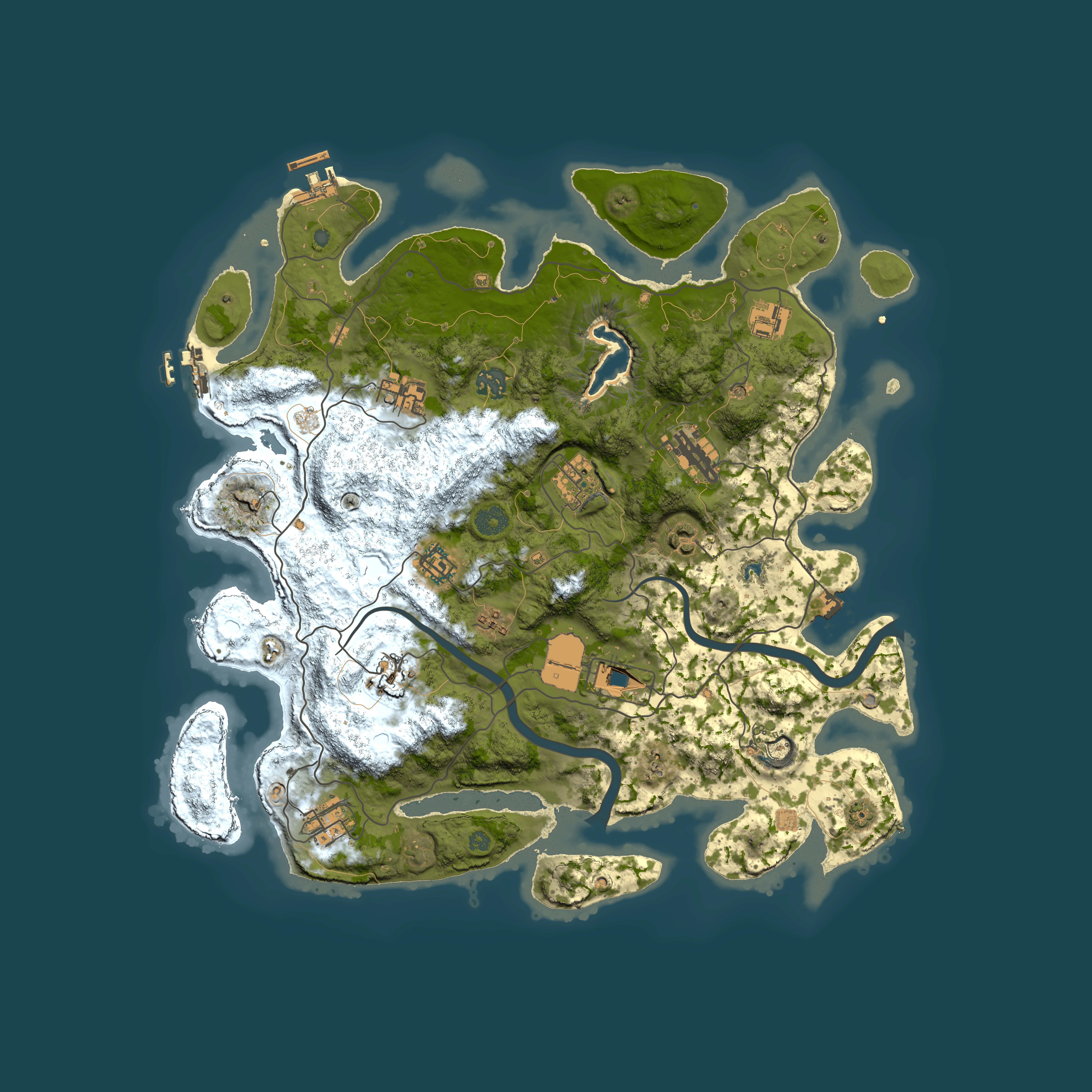 Full top-down render of Rust map seed 1350677092, 4000x4000m