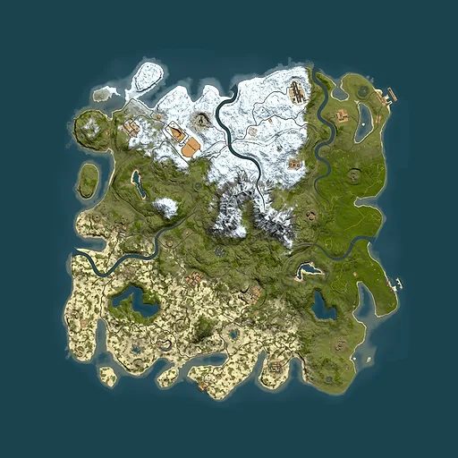 Rust map seed 2111358422, 5000x5000m top-down preview