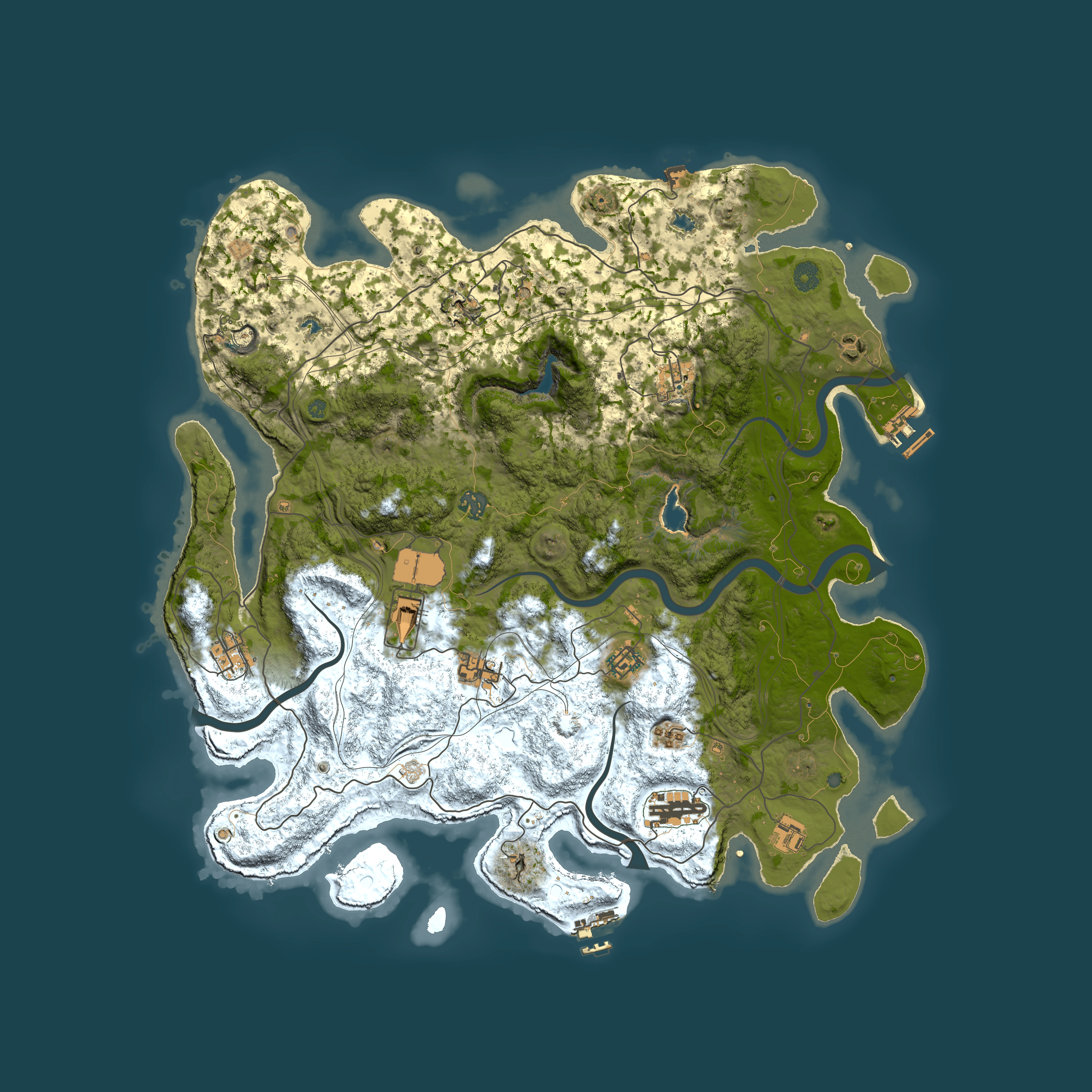 Full top-down render of Rust map seed 1600434629, 4500x4500m